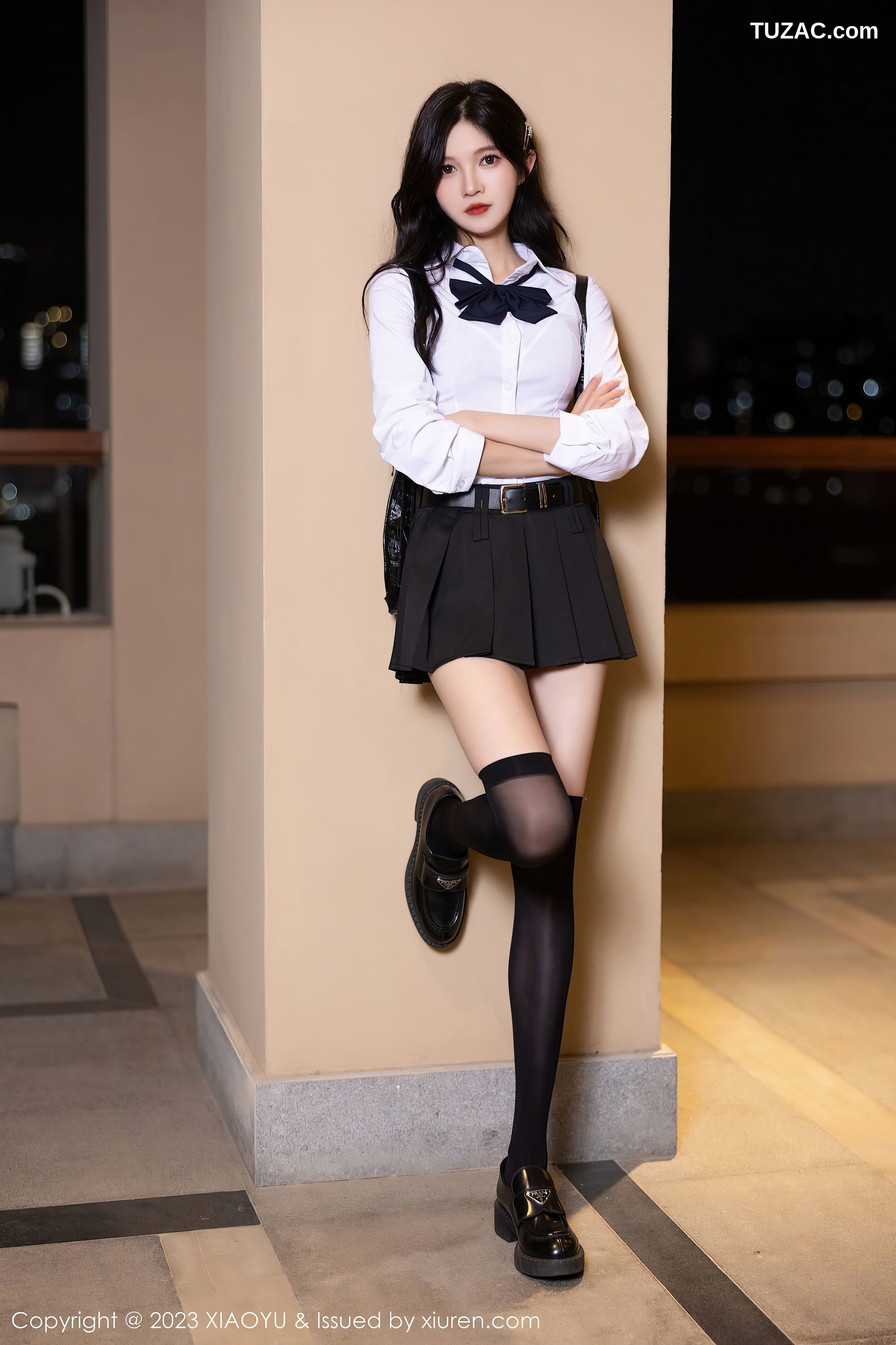 XiaoYu语画界-1150-程程程-白衬衫黑短裙黑丝黑蕾丝-2023.11.22