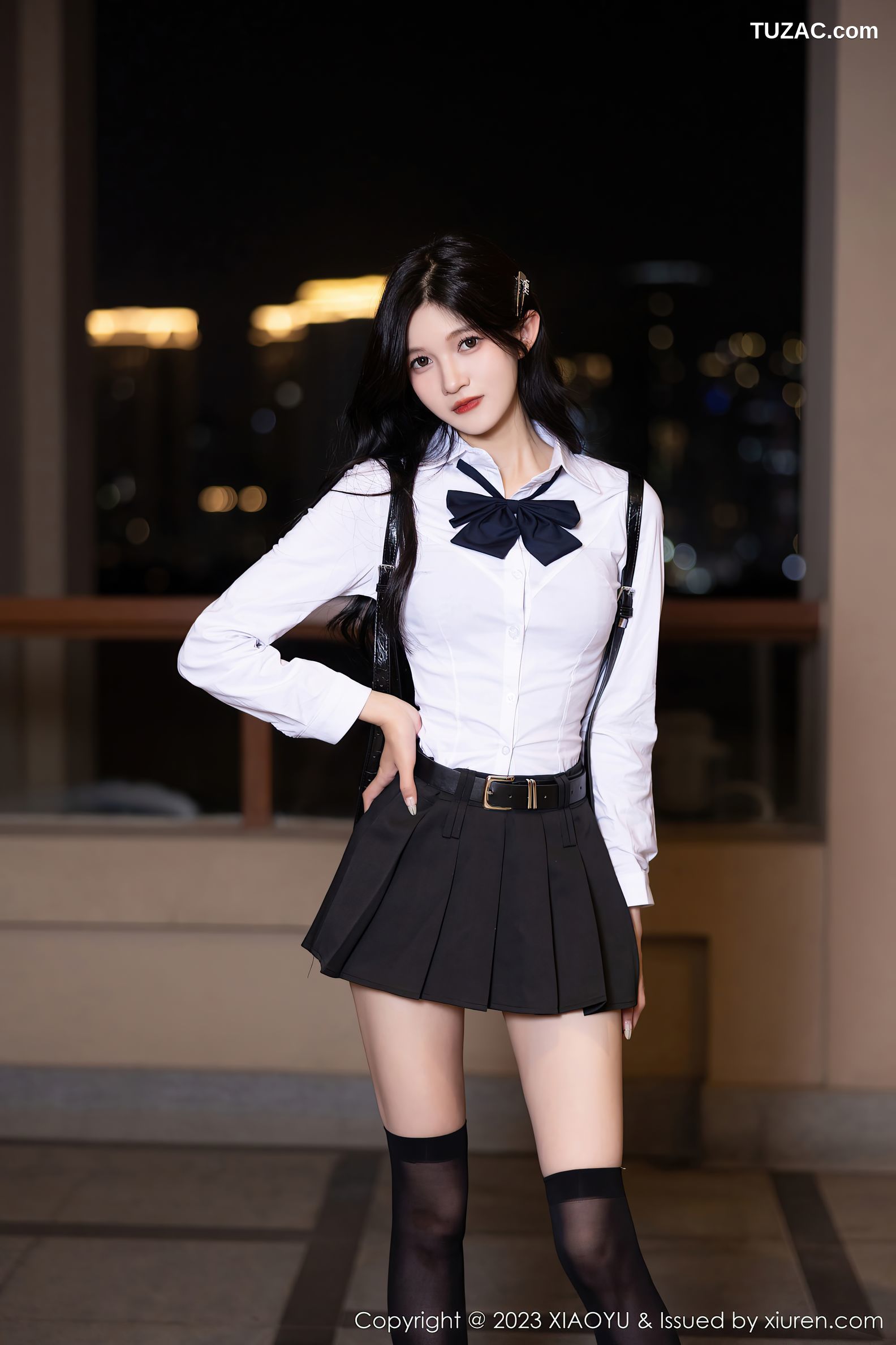 XiaoYu语画界-1150-程程程-白衬衫黑短裙黑丝黑蕾丝-2023.11.22