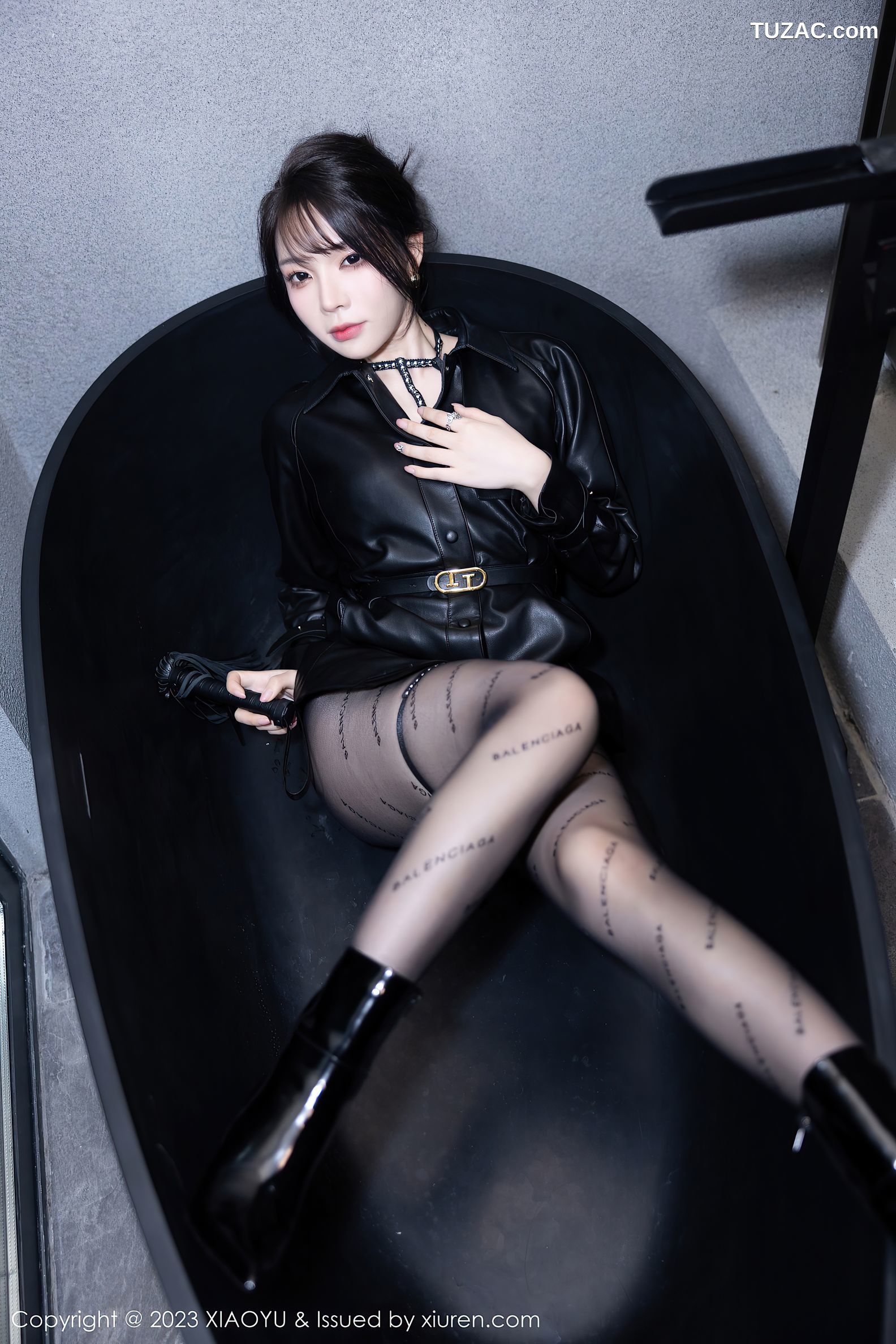 XiaoYu语画界-1172-徐莉芝Booty-黑色皮质情趣服透视薄纱黑丝爆乳-2023.12.26