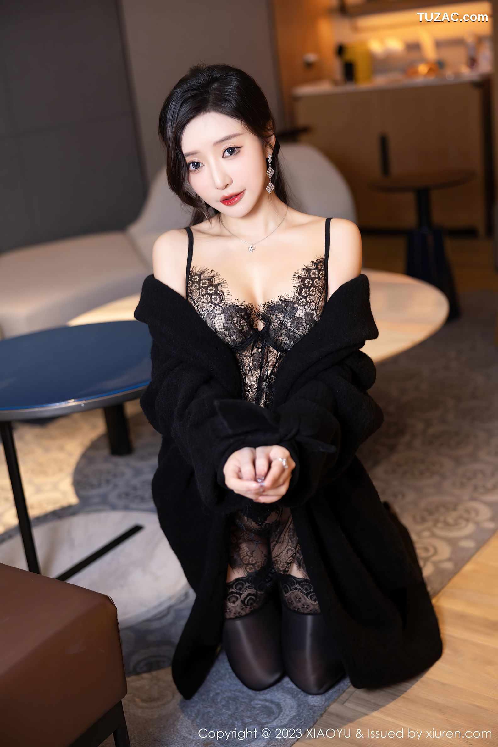 XiaoYu语画界-1174-王馨瑶yanni-红色吊带连衣长裙黑蕾丝透视情趣内衣-2023.12.28