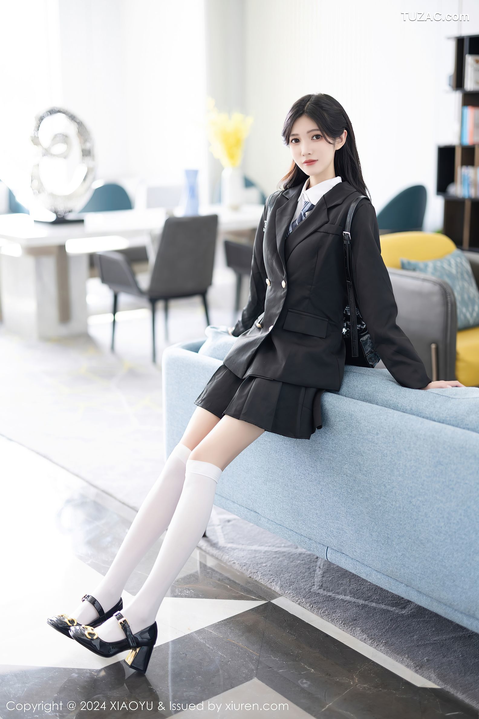 XiaoYu语画界-1204-程程程-深色日系学生服白衬衫黑短裙黑色内衣-2024.02.19