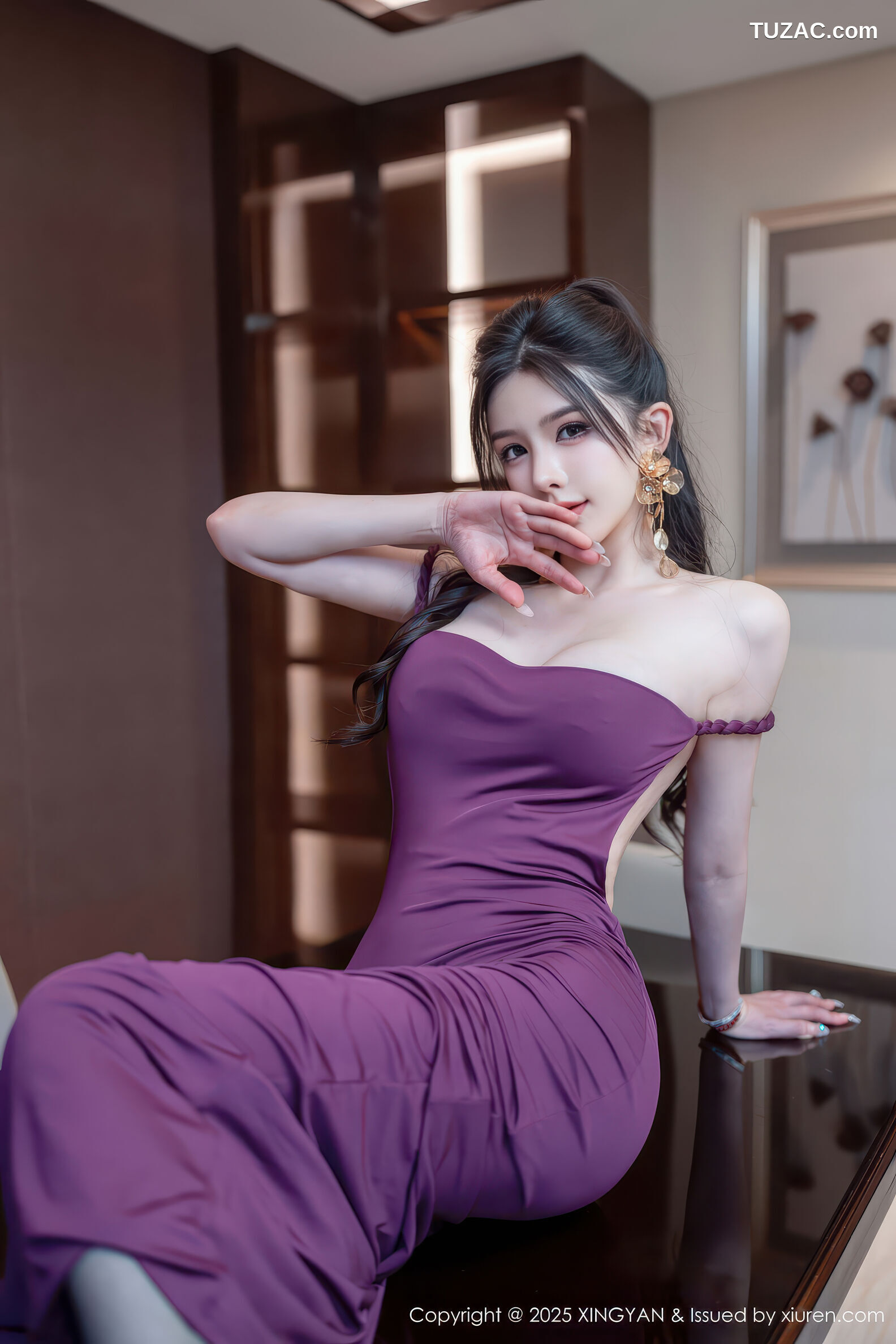 XingYan星颜社-436-李丽莎-温心怡-紫色连衣裙魅惑黑丝-2025.11.28