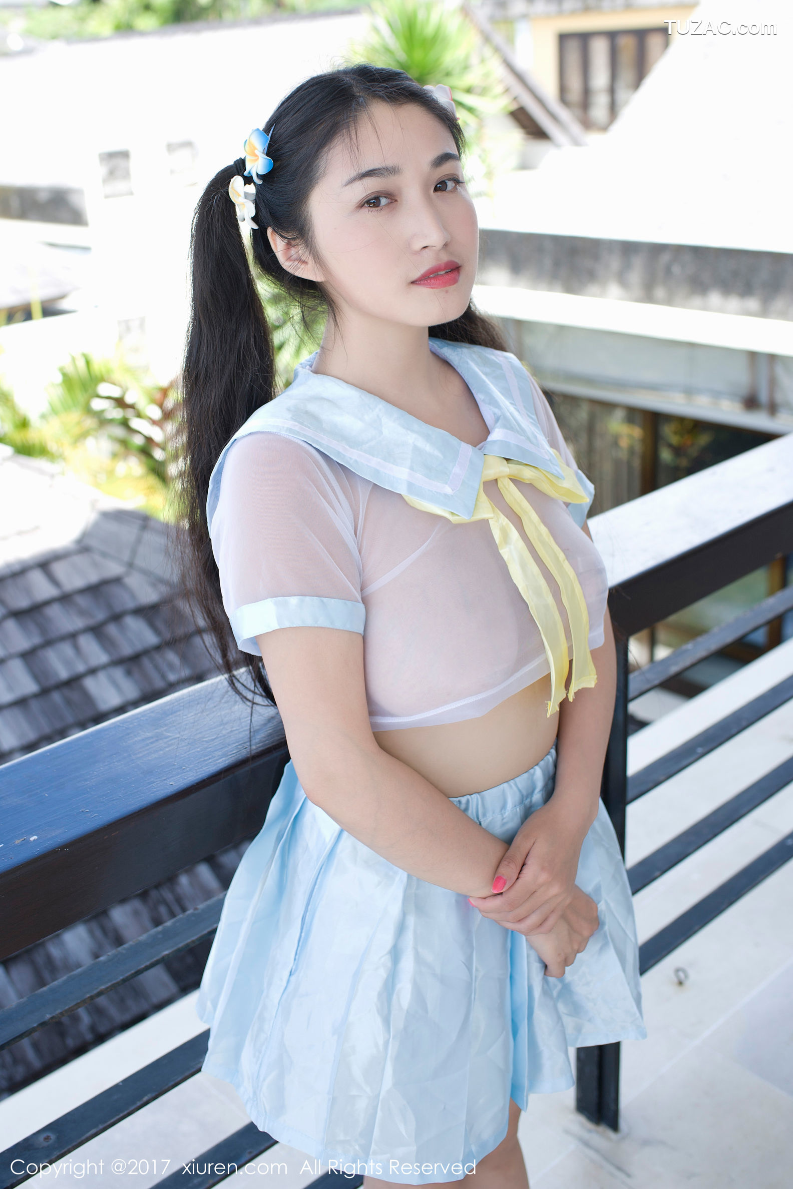 XiuRen秀人网-853-盼盼龙女Sunny-《牛奶浴学生装-透明学生装-黑色乳贴》-2017.11.23
