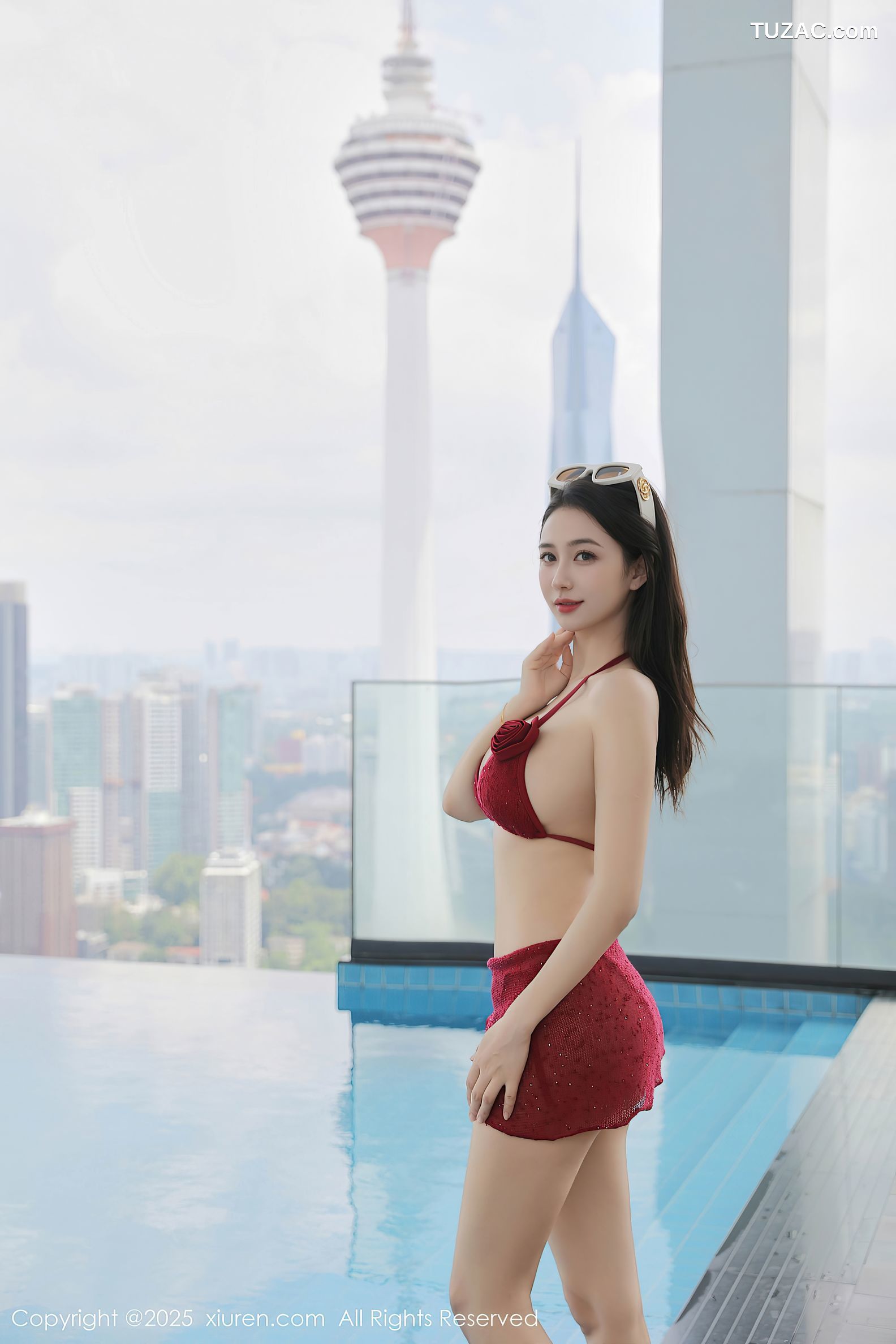 XiuRen秀人网-10172-Candy糖糖-吉隆坡无边泳池红色比基尼-2025.04.18