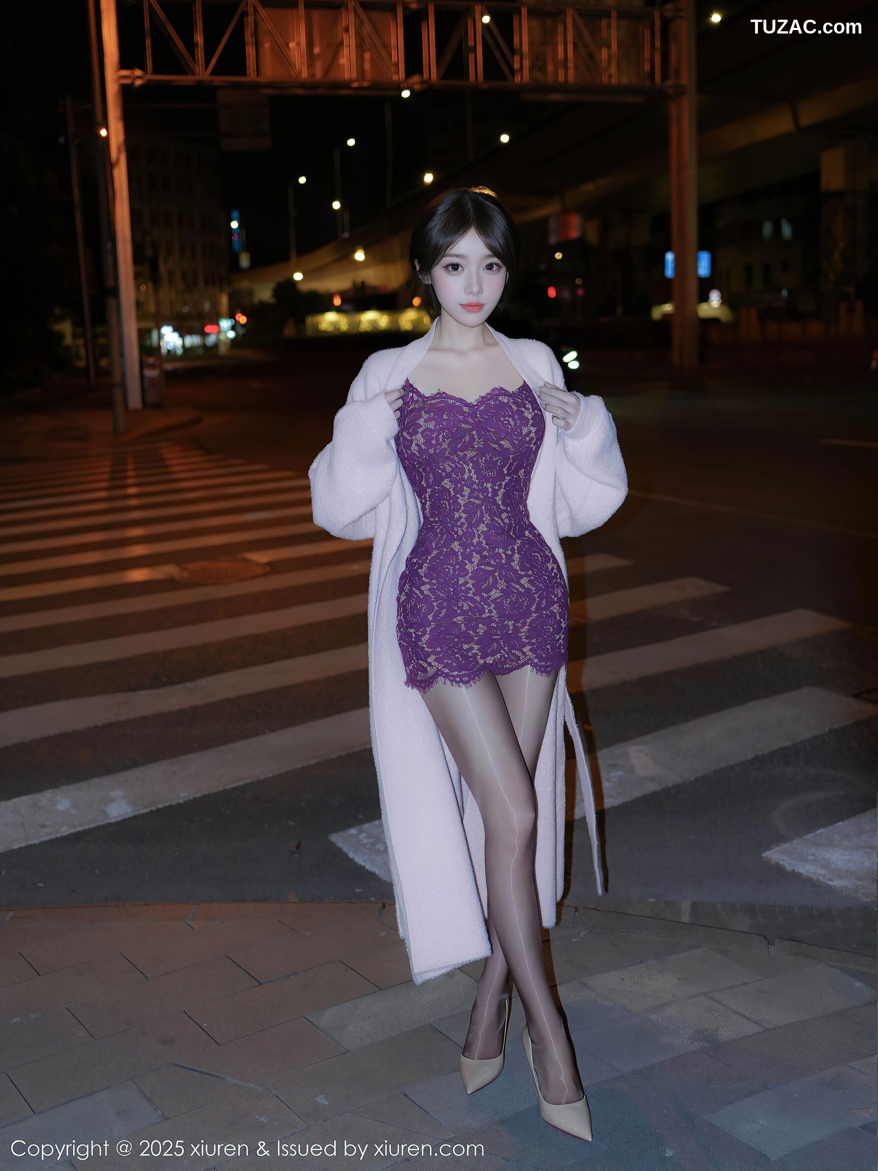 XiuRen秀人网-10332-汁汁-紫色吊带短裙黑丝爆乳-2025.05.27