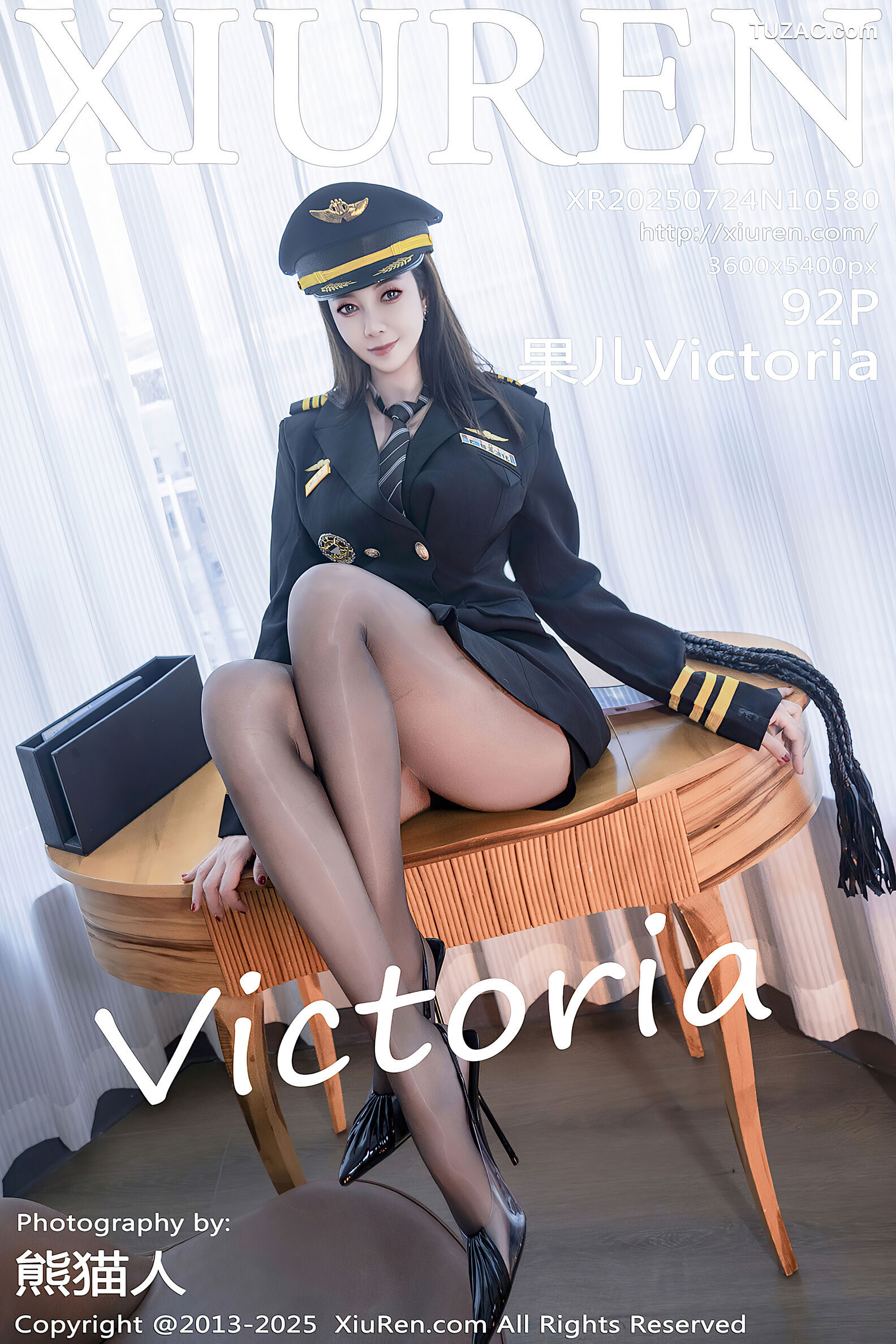 XiuRen秀人网-10580-果儿Victoria-情趣女警黑内衣黑丝爆乳熟女-2025.07.24