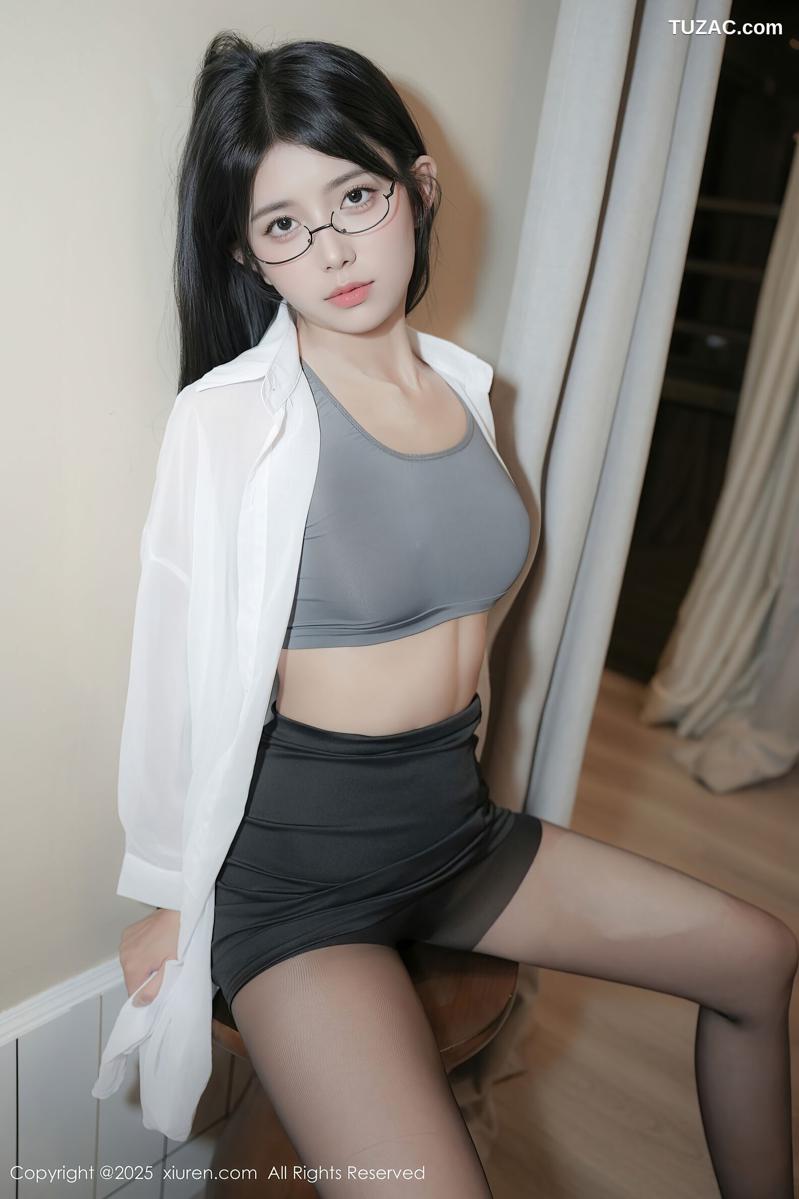 XiuRen秀人网-10601-美少女-白衬衫黑短裙黑丝-2025.07.30