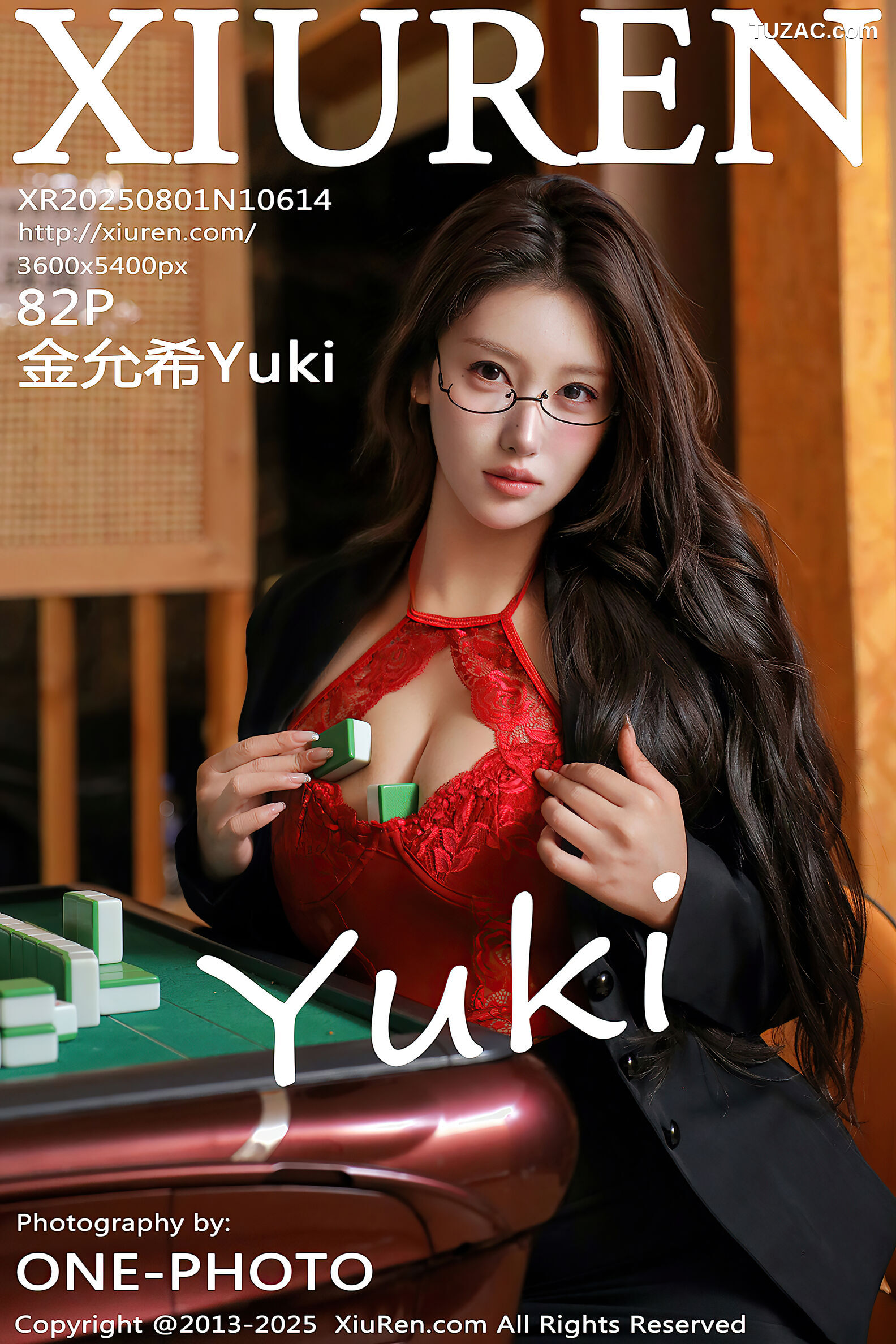 XiuRen秀人网-10614-金允希-Yuki-麻将桌场景黑色裙装红色情趣蕾丝内衣-2025.08.01