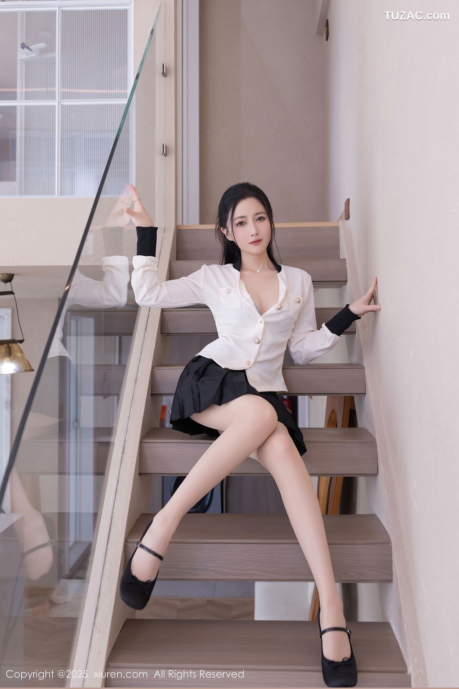 XiuRen秀人网-10615-鱼子酱Fish-白衬衫黑色短裙肉色丝袜-2025.08.01