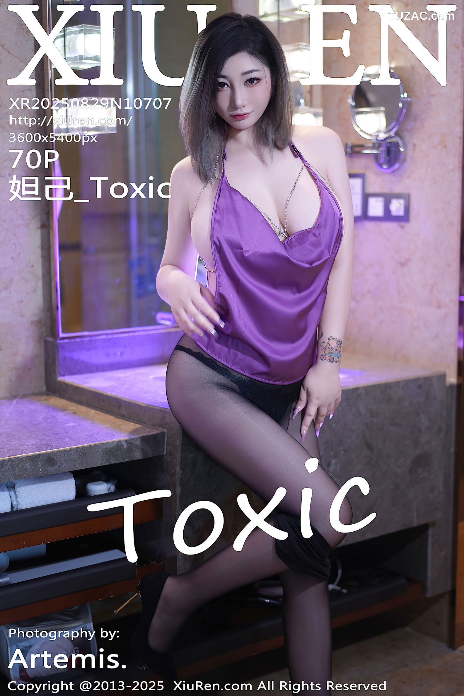 XiuRen秀人网-10707-妲己_Toxic-紫色围胸黑色丁字裤黑丝-2025.08.29