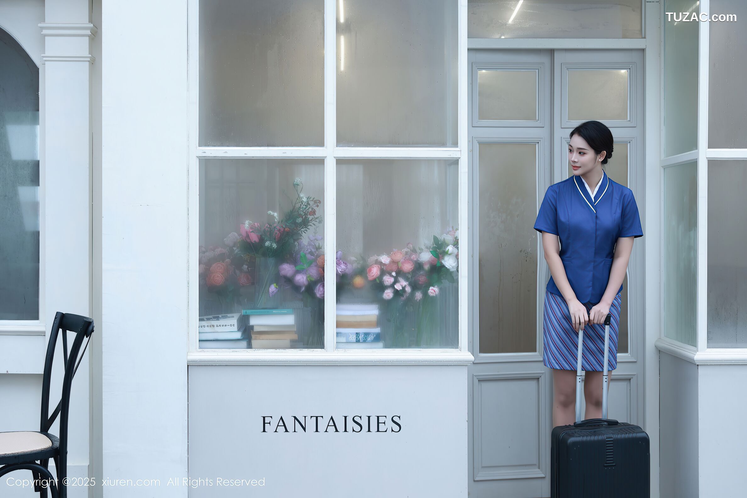 XiuRen秀人网-10708-南乔-蓝色空姐制服白色内衣肉丝-2025.08.29