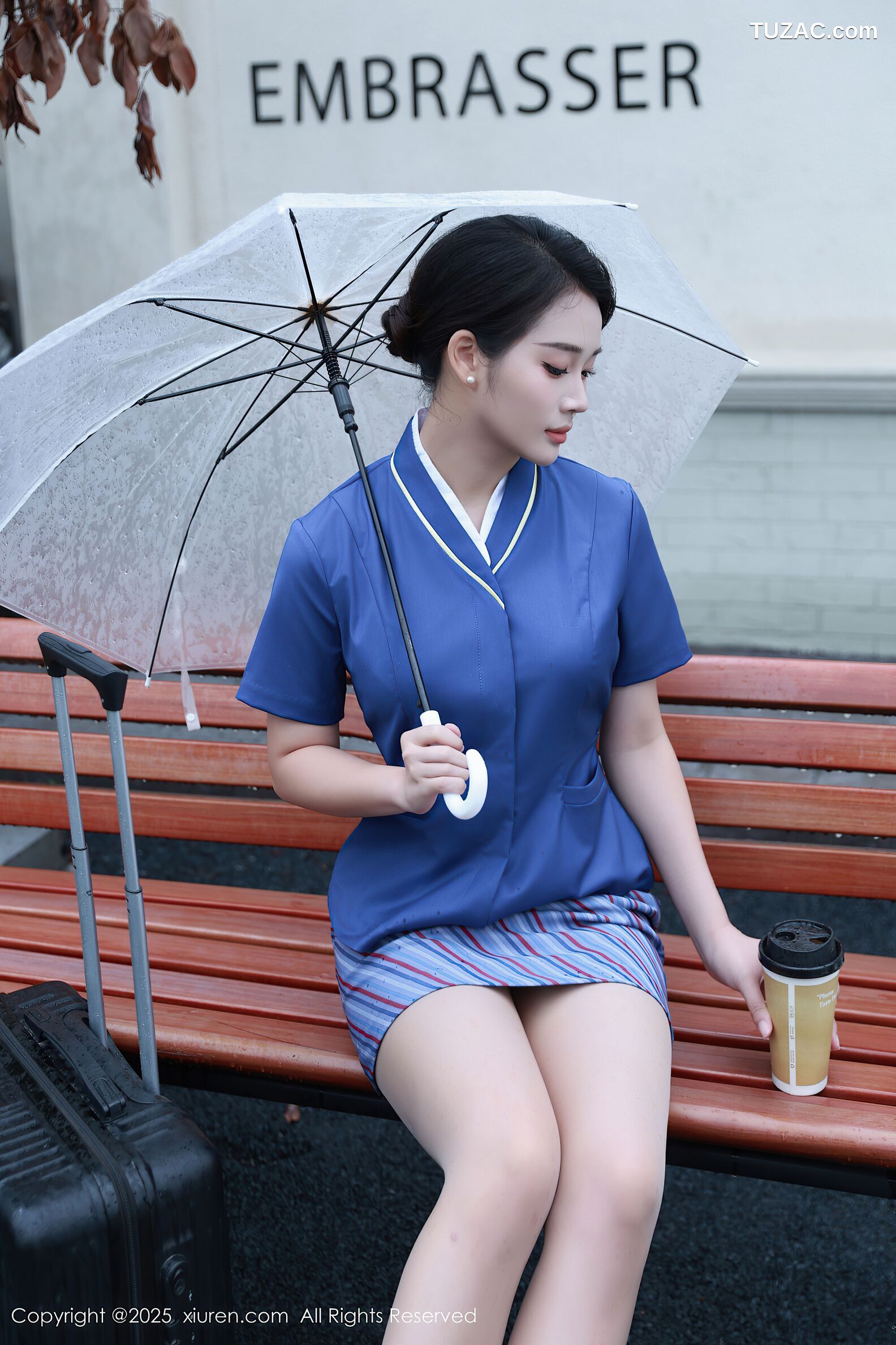 XiuRen秀人网-10708-南乔-蓝色空姐制服白色内衣肉丝-2025.08.29
