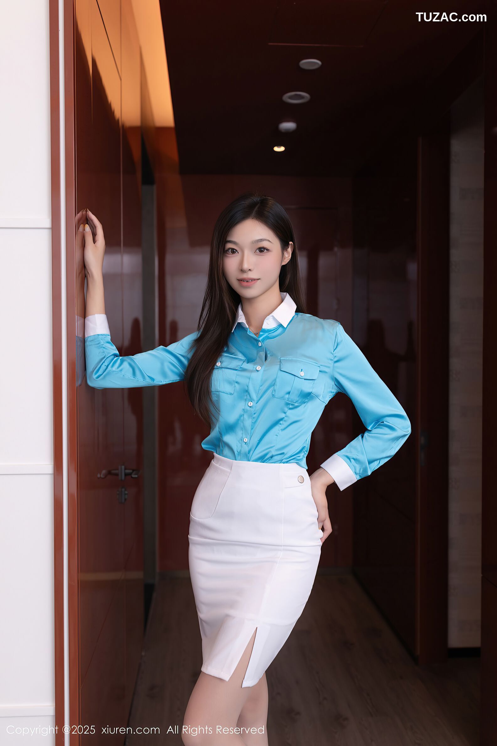 XiuRen秀人网-10816-kiki柚柚-空姐制服蓝衬衫白短裙-2025.09.28