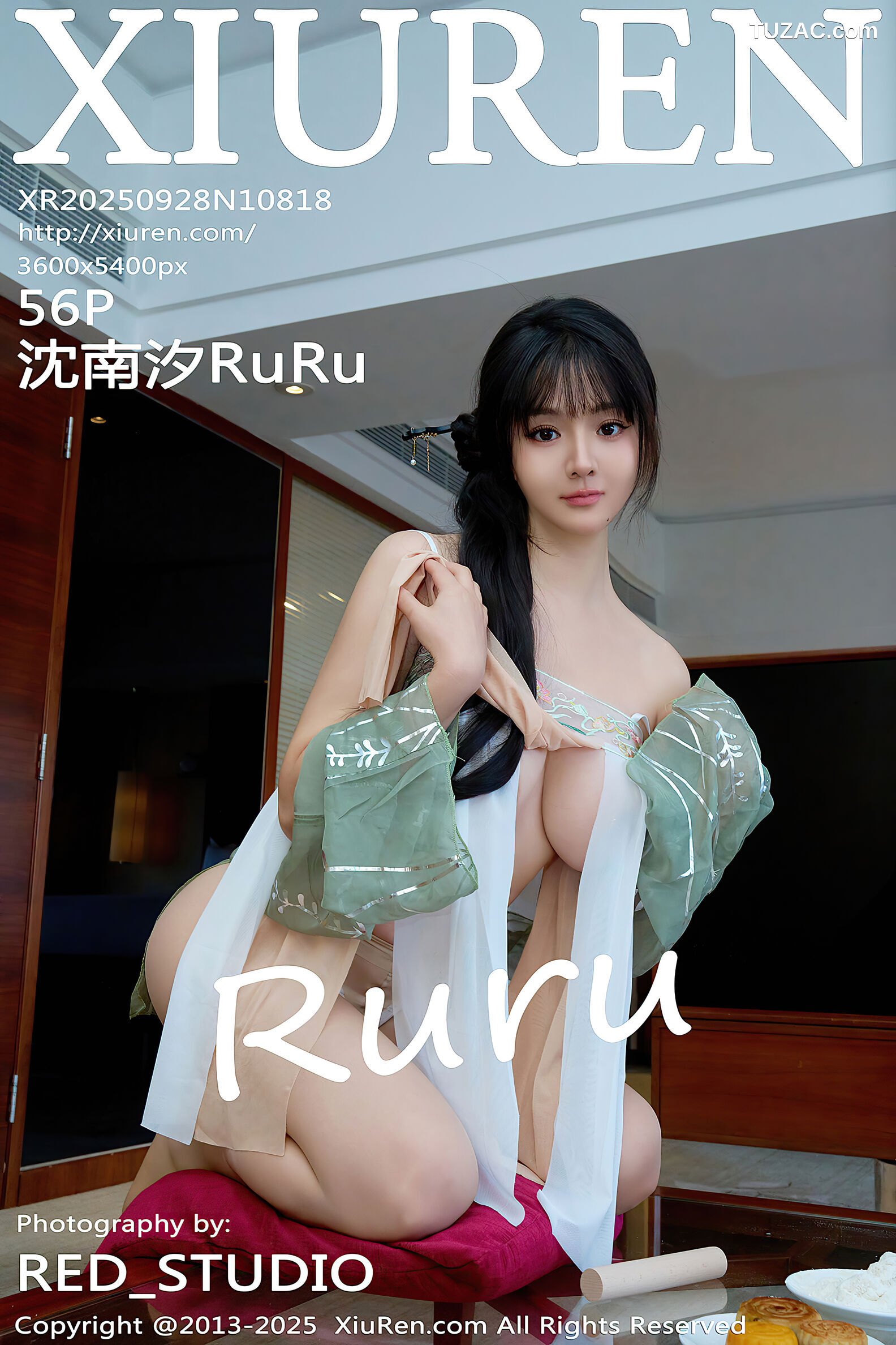XiuRen秀人网-10818-沈南汐RuRu-童颜巨乳中秋主题古风绿白纱-2025.09.28
