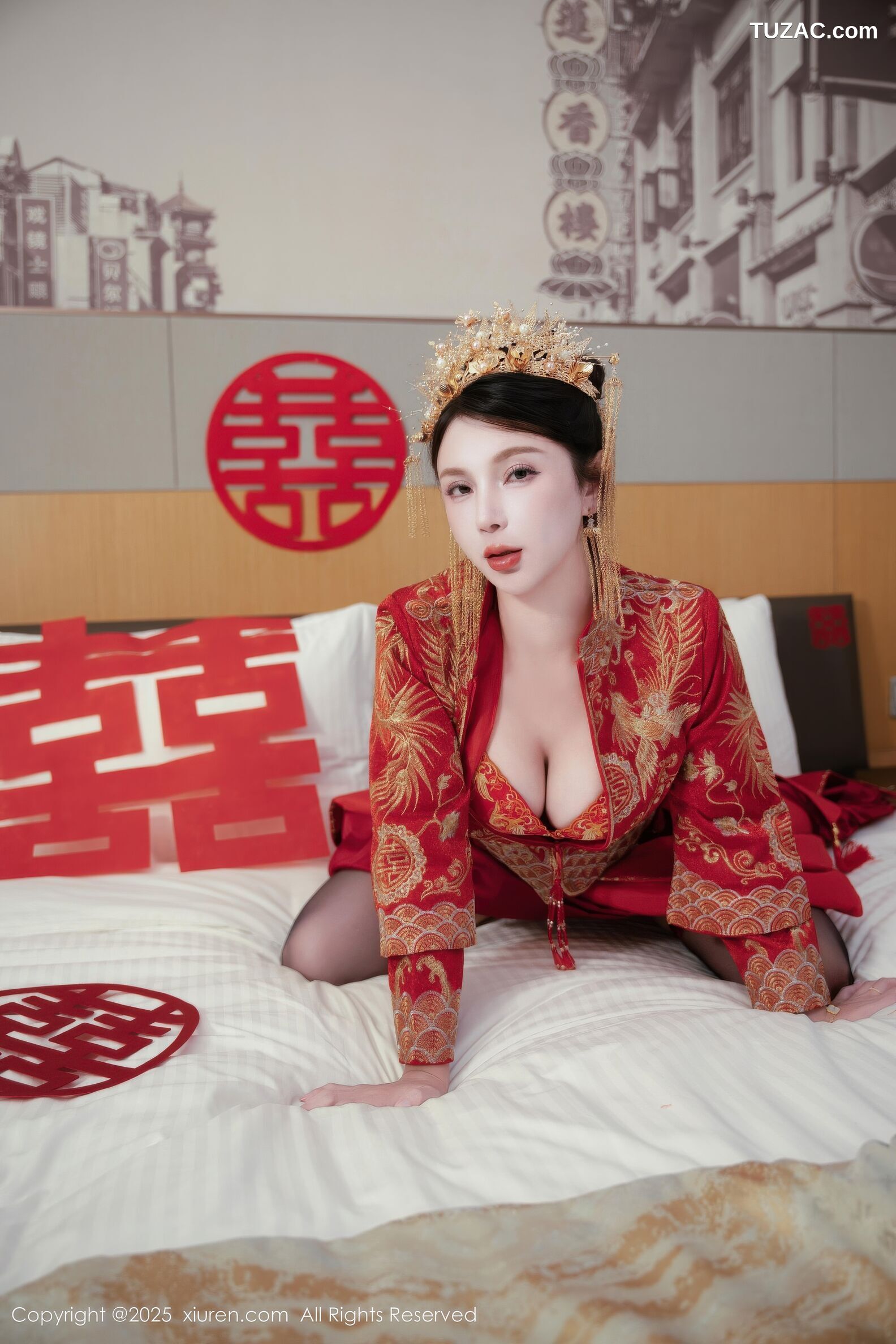 XiuRen秀人网-10865-小蛮妖Yummy-新娘红装红色内衣黑丝-2025.10.14