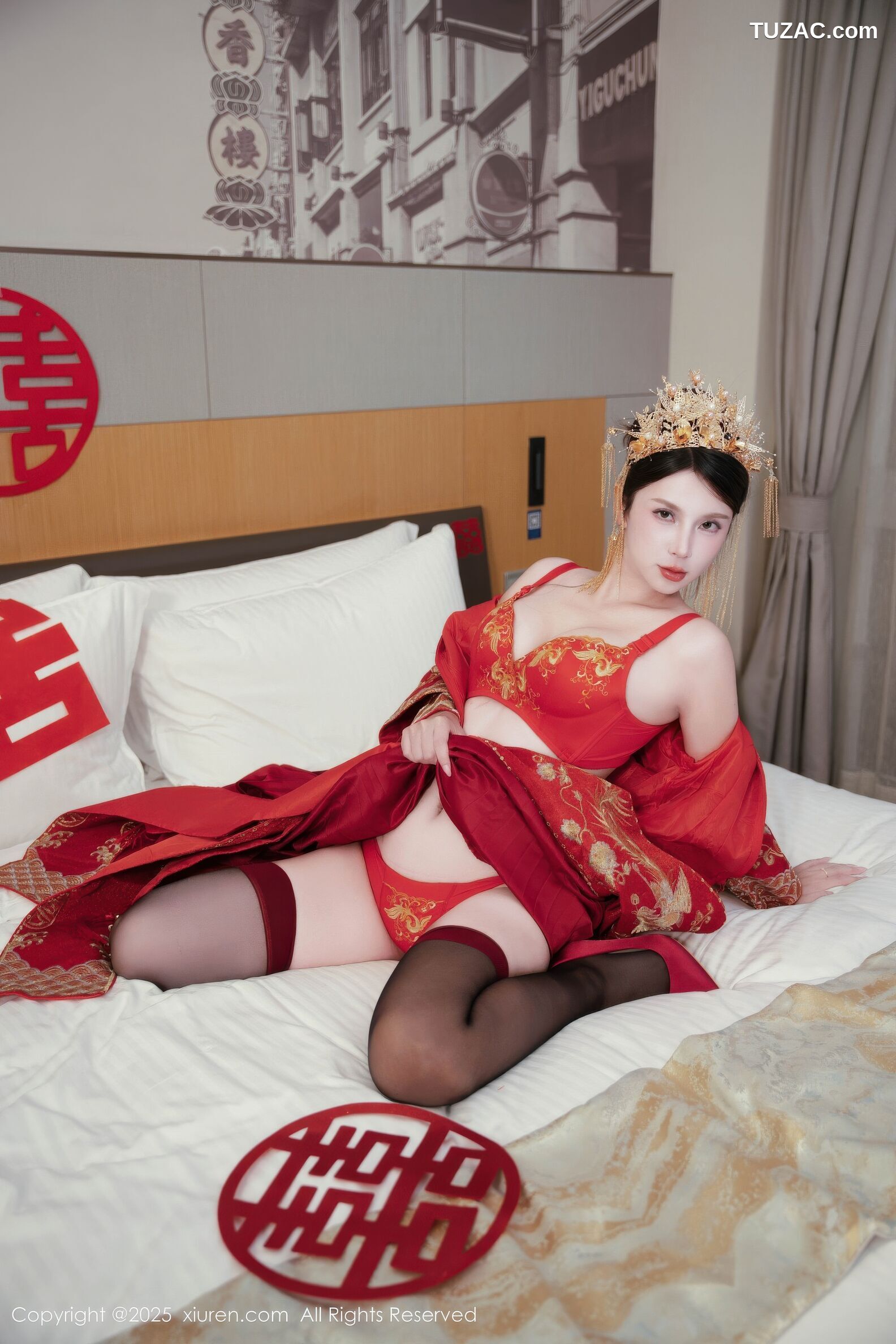 XiuRen秀人网-10865-小蛮妖Yummy-新娘红装红色内衣黑丝-2025.10.14