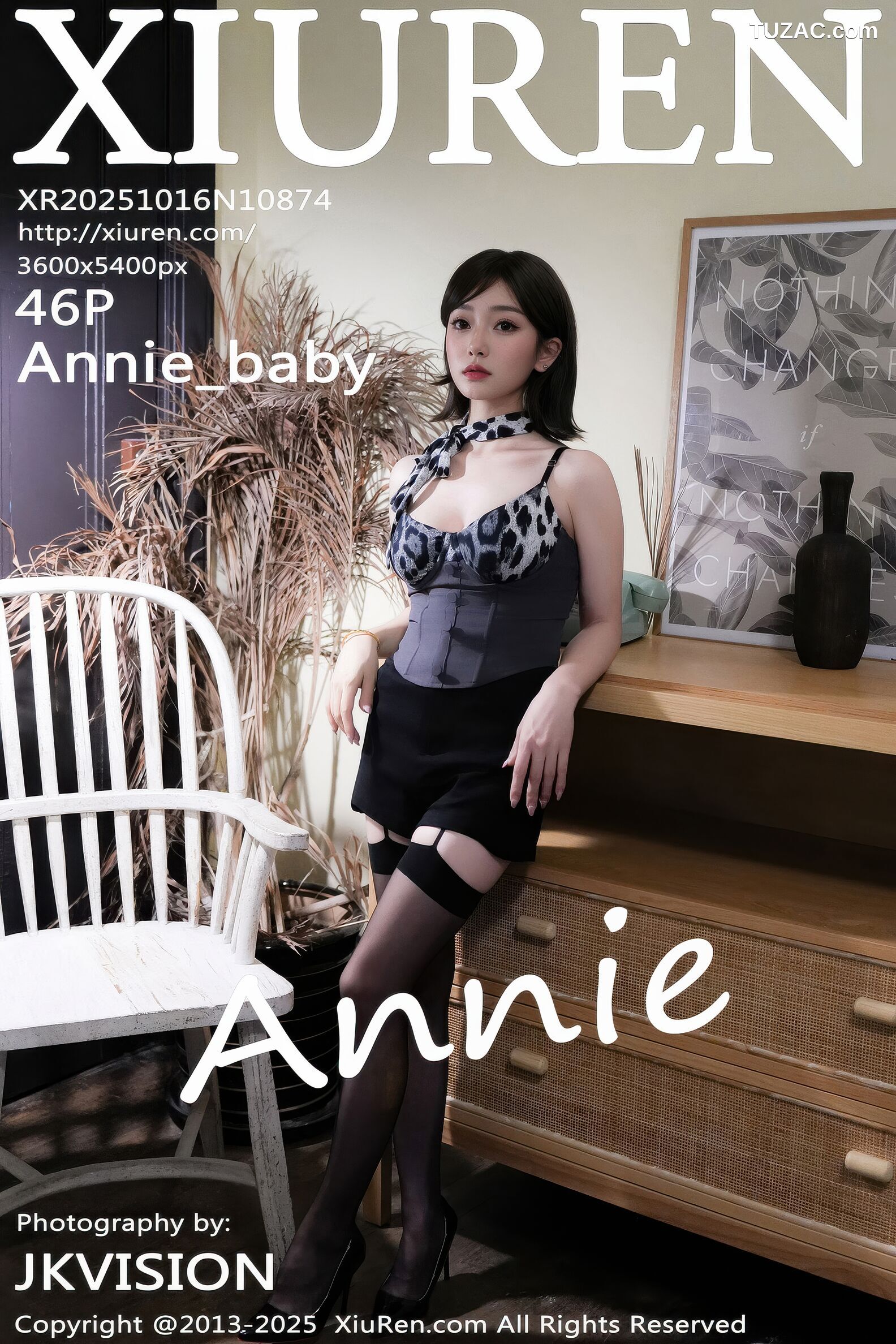 XiuRen秀人网-10874-Annie_baby-性感豹纹吊带黑短裙黑丝-2025.10.16