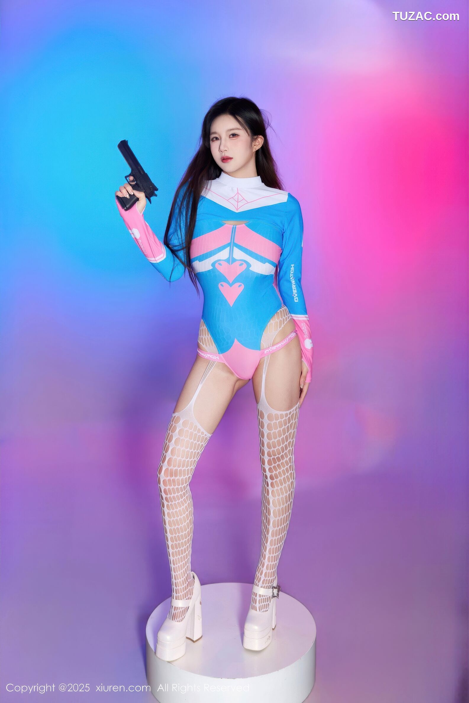 XiuRen秀人网-10886-小肉肉咪-蓝衣Cos女枪手白色网袜-2025.10.17