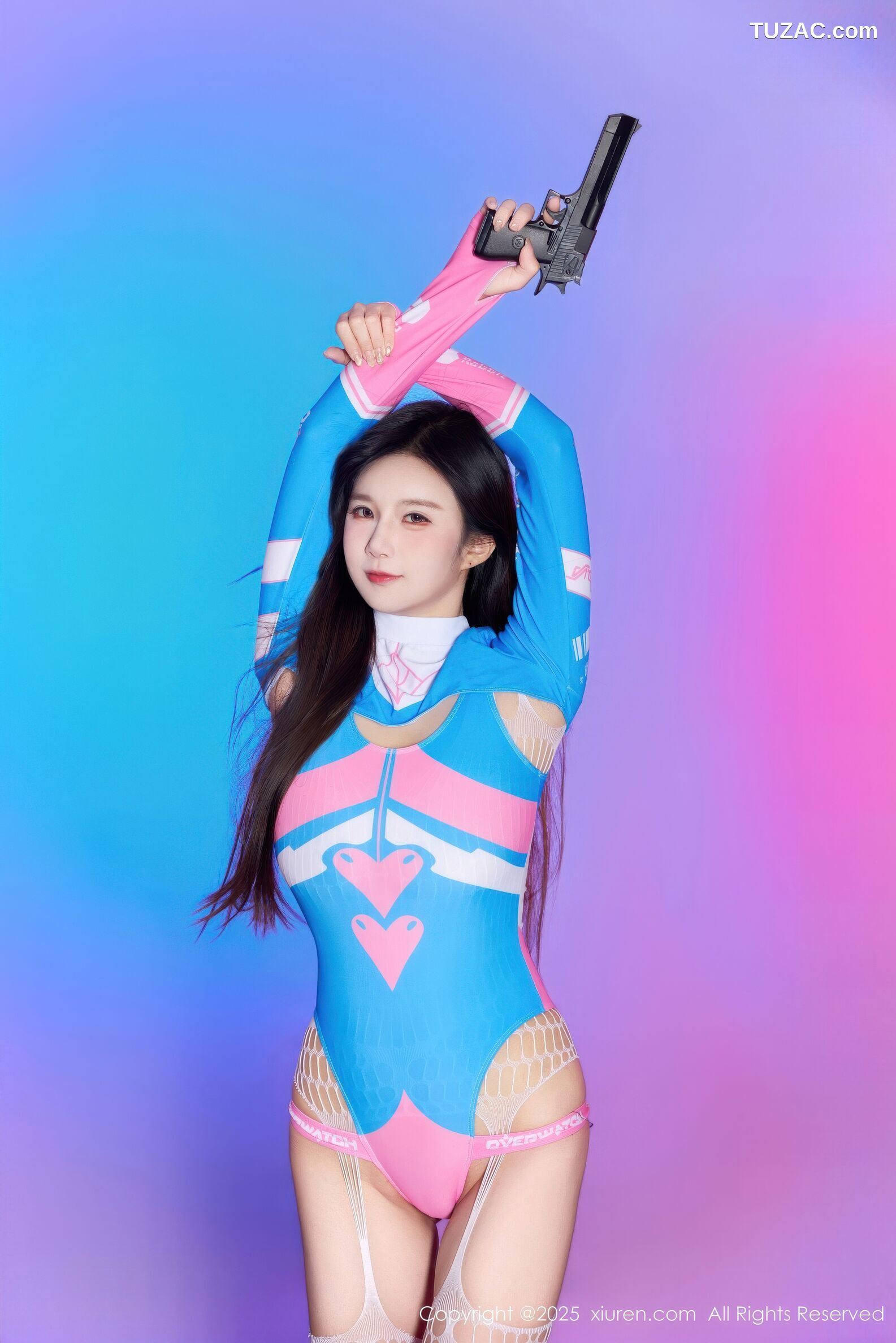 XiuRen秀人网-10886-小肉肉咪-蓝衣Cos女枪手白色网袜-2025.10.17