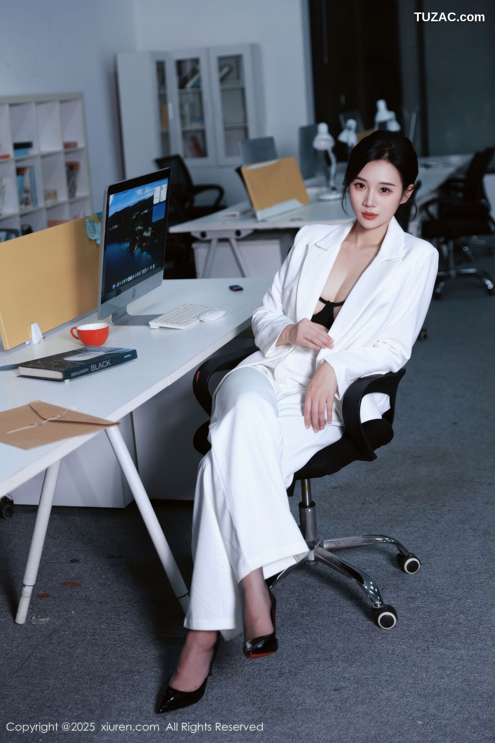 XiuRen秀人网-10908-南乔-OL白色西装黑色绑带内衣黑丝-2025.10.24