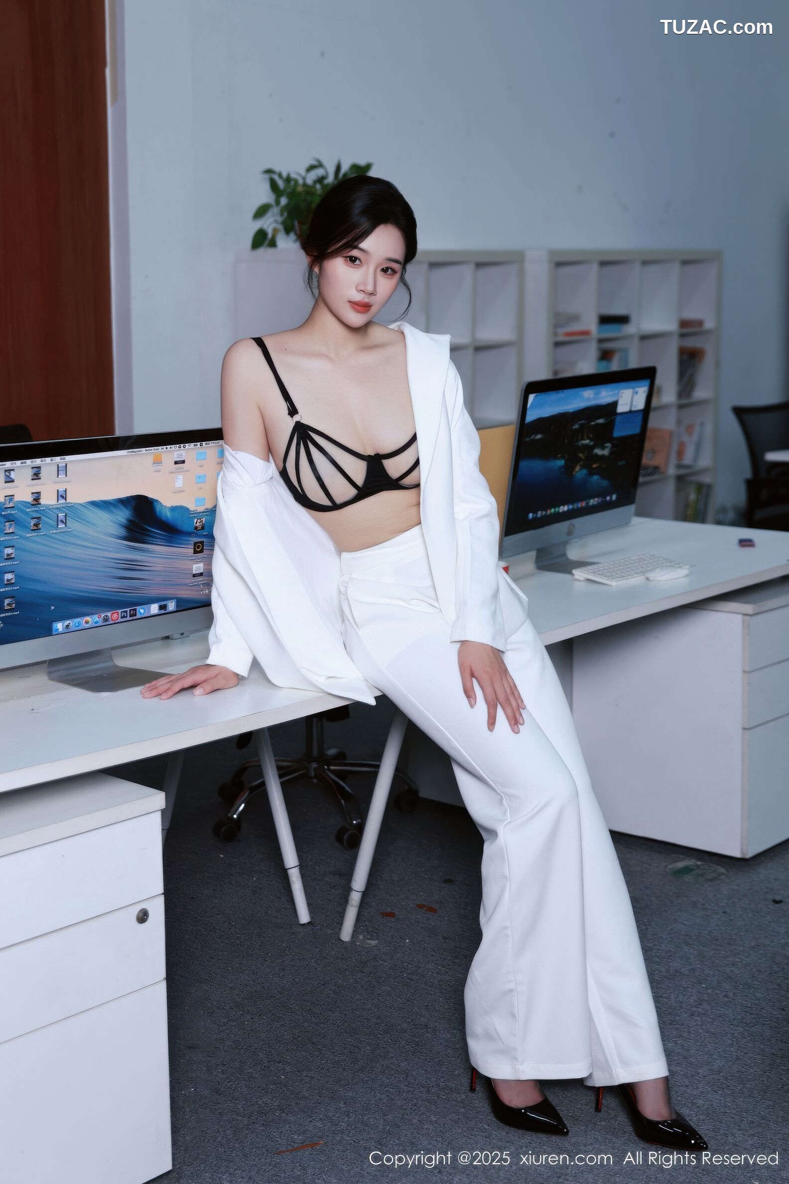 XiuRen秀人网-10908-南乔-OL白色西装黑色绑带内衣黑丝-2025.10.24