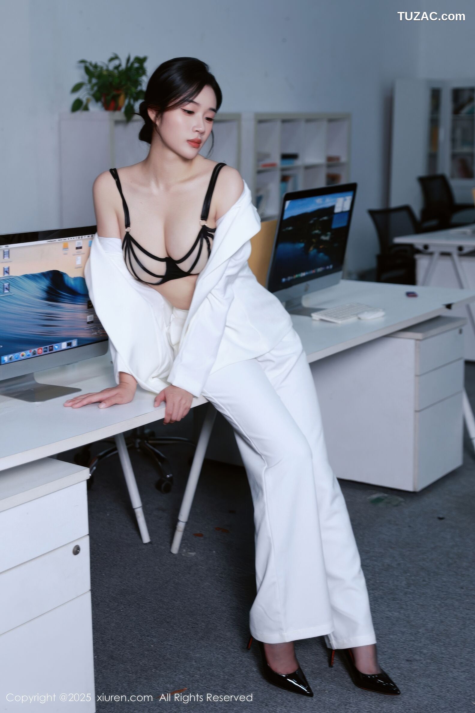 XiuRen秀人网-10908-南乔-OL白色西装黑色绑带内衣黑丝-2025.10.24