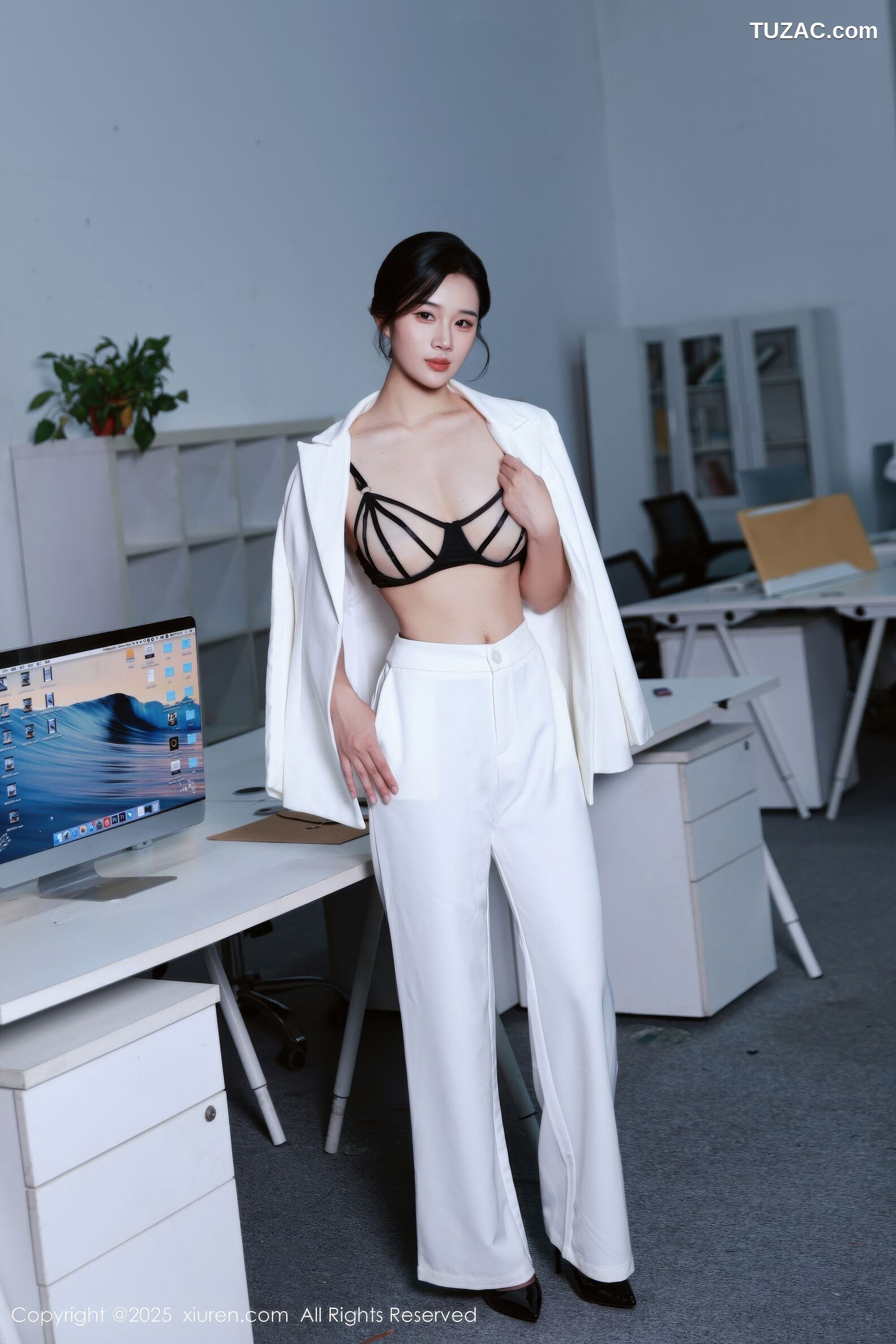 XiuRen秀人网-10908-南乔-OL白色西装黑色绑带内衣黑丝-2025.10.24