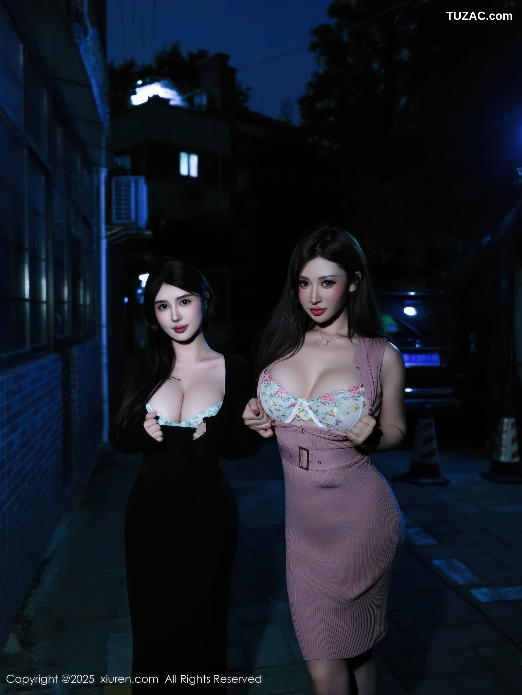 XiuRen秀人网-10933-蕾蕾醒了没-模特合集-夜色美臀美胸姐妹花-2025.10.31