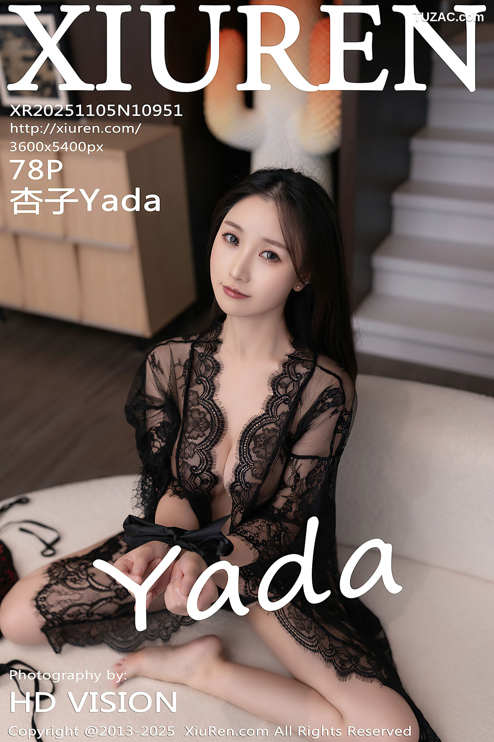 XiuRen秀人网-10951-杏子Yada-情趣黑色蕾丝薄纱暗红内衣-2025.11.05