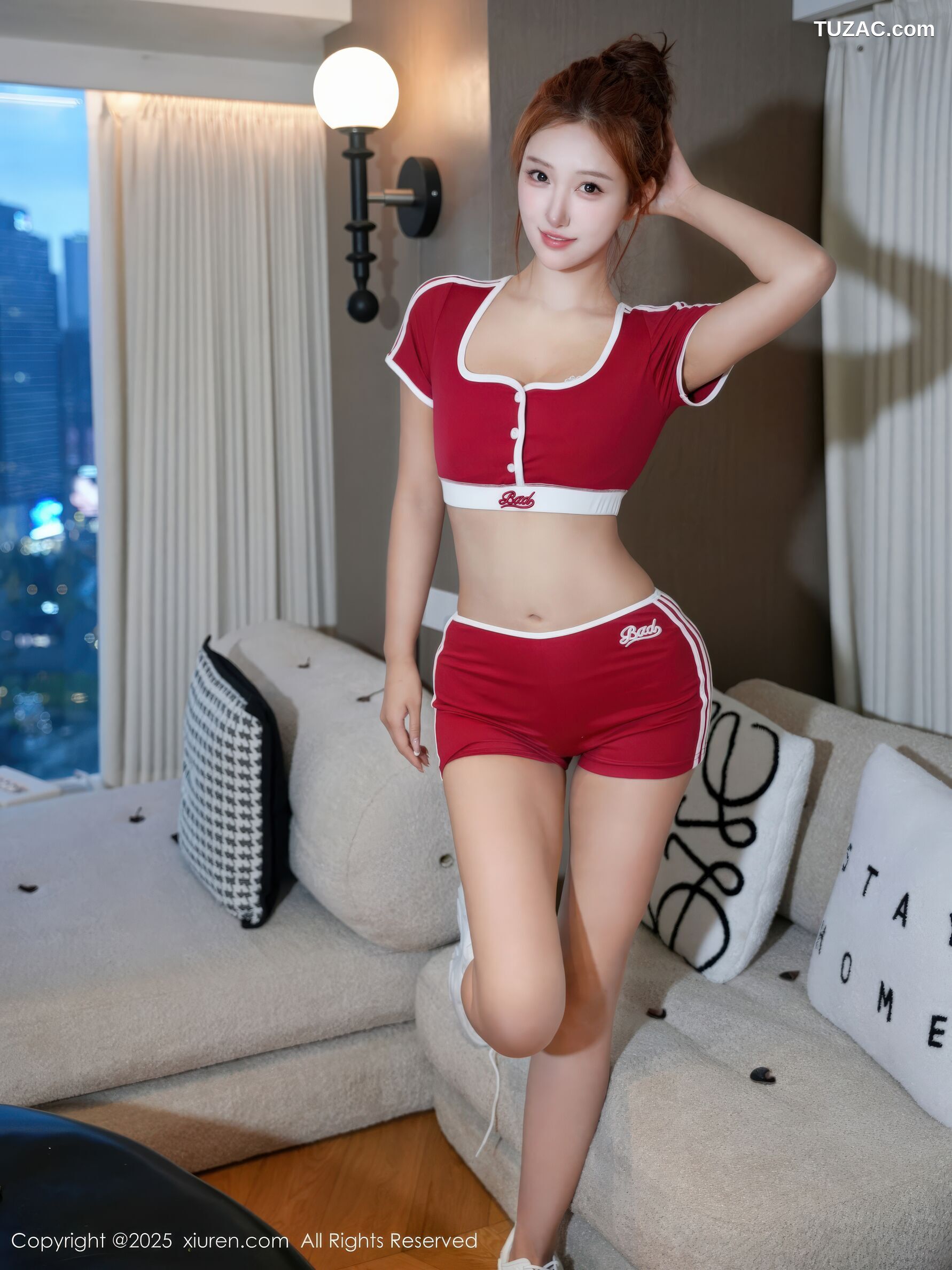 XiuRen秀人网-11052-梨霜儿-金允希Yuki-姐妹花黑裙黑丝红色运动服-2025.12.01