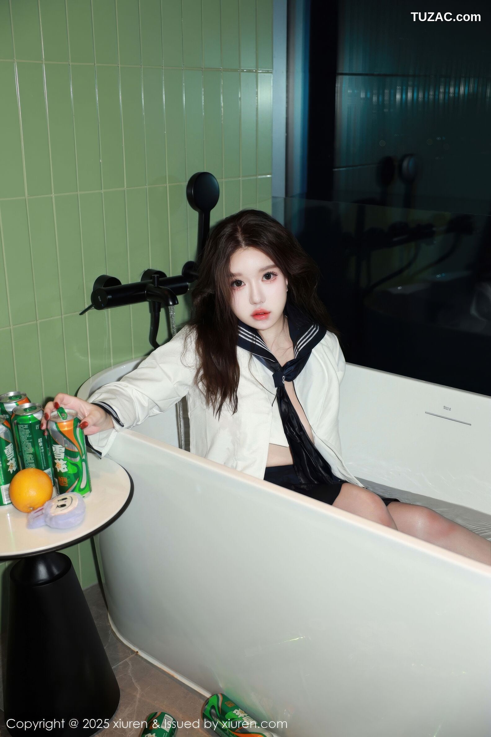 XiuRen秀人网-11071-小薯条nienie-女学生水手领巾白衬衫黑色短裙黑丝-2025.12.05