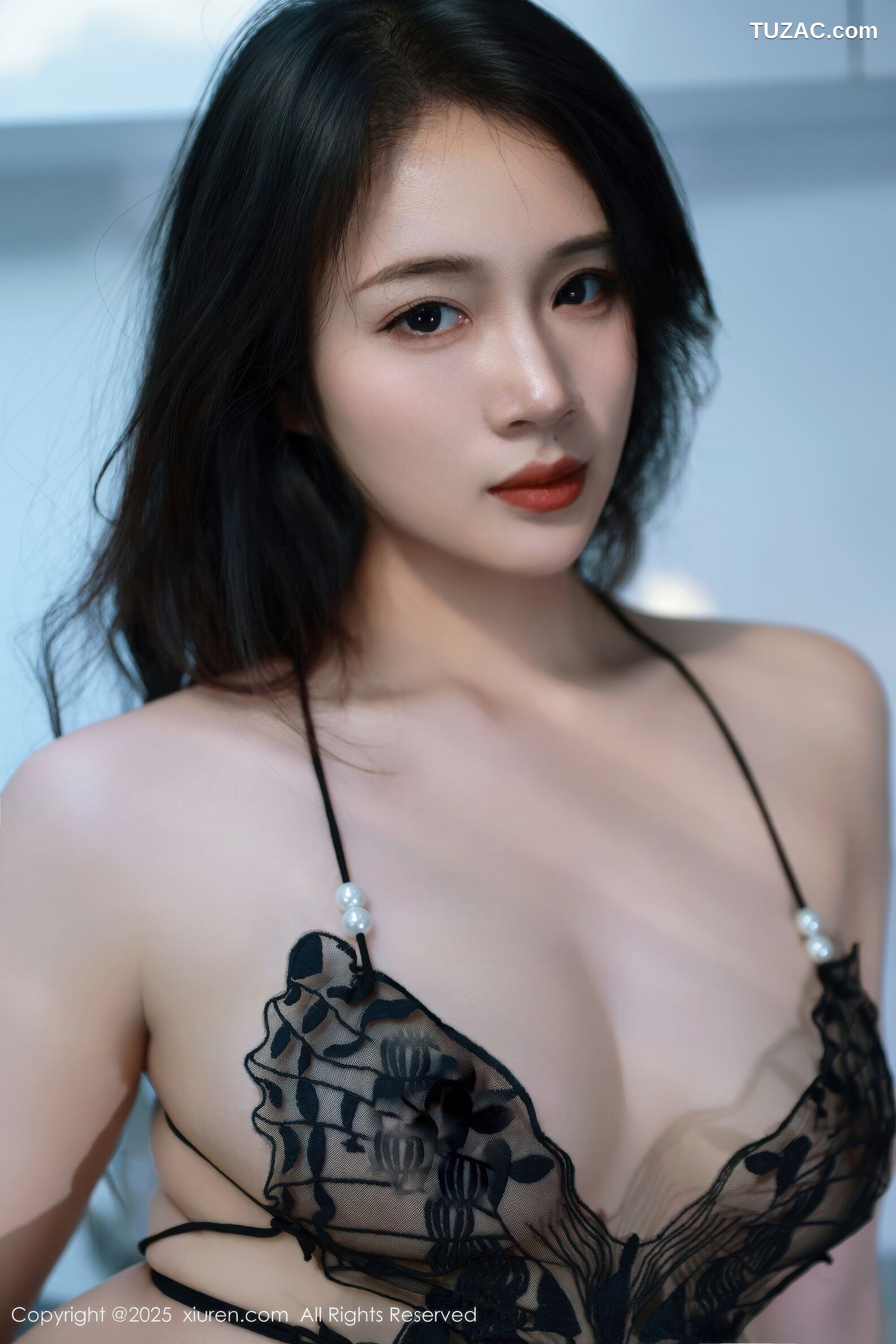 XiuRen秀人网-11074-南乔-游艇-黑色吊带连衣裙黑情趣内衣-2025.12.05