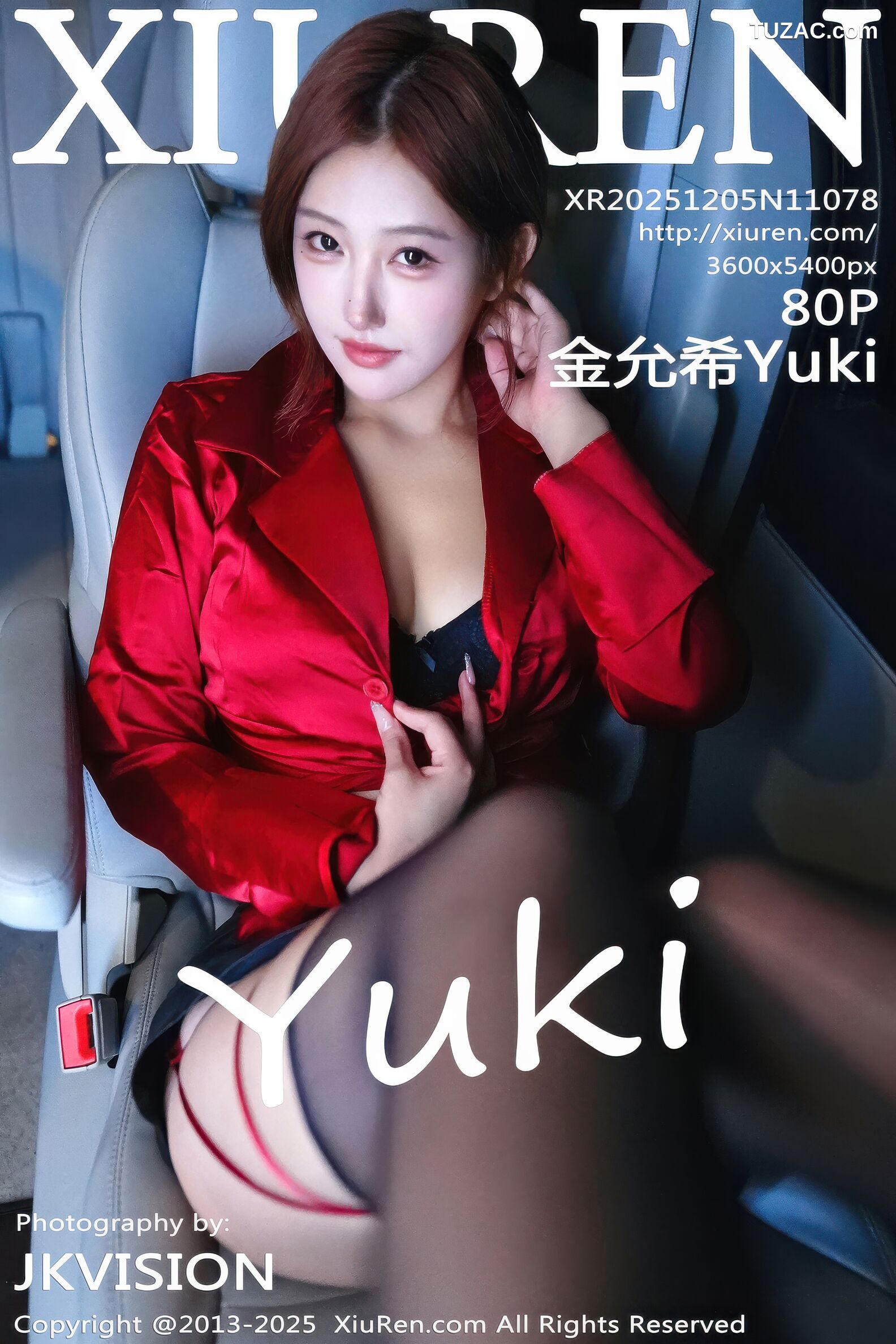 XiuRen秀人网-11078-金允希Yuki-车内场景-红衬衫黑包臀裙黑丝-2025.12.05