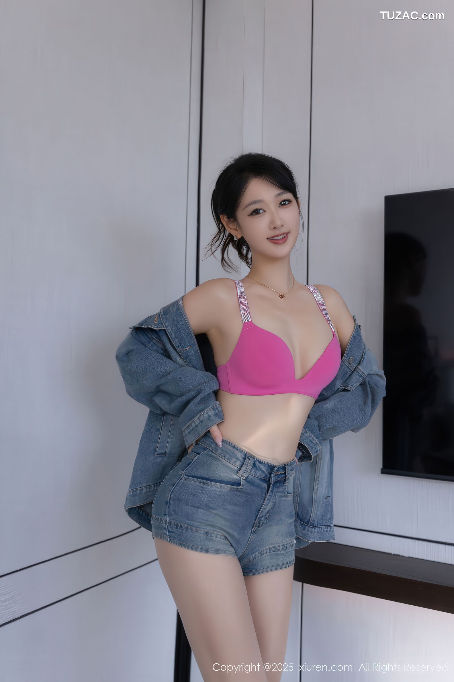 XiuRen秀人网-11083-唐安琪-牛仔套装粉色内衣-2025.12.08