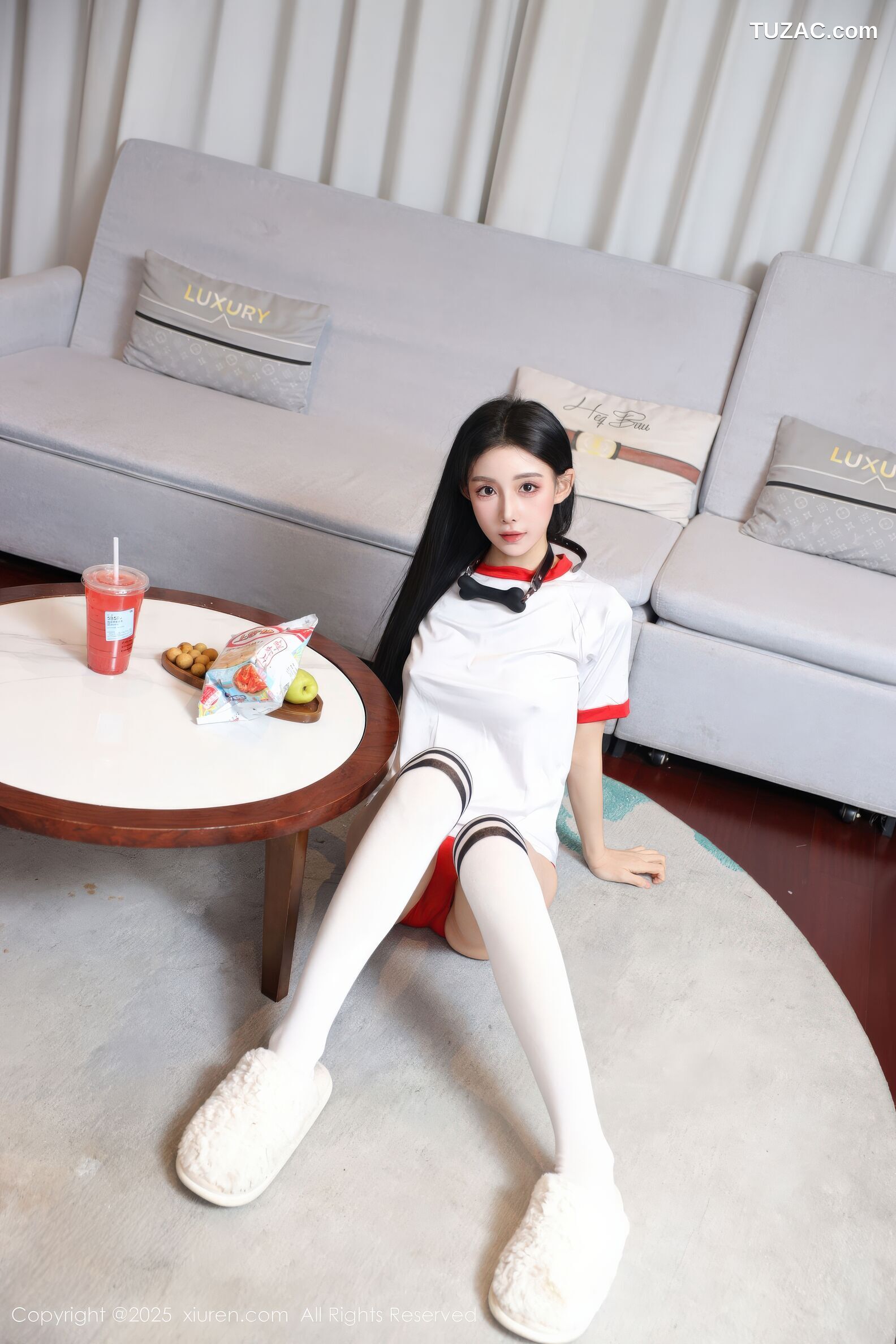XiuRen秀人网-11110-许微微呀-白色运动T恤白袜红绳绑缚-2025.12.16
