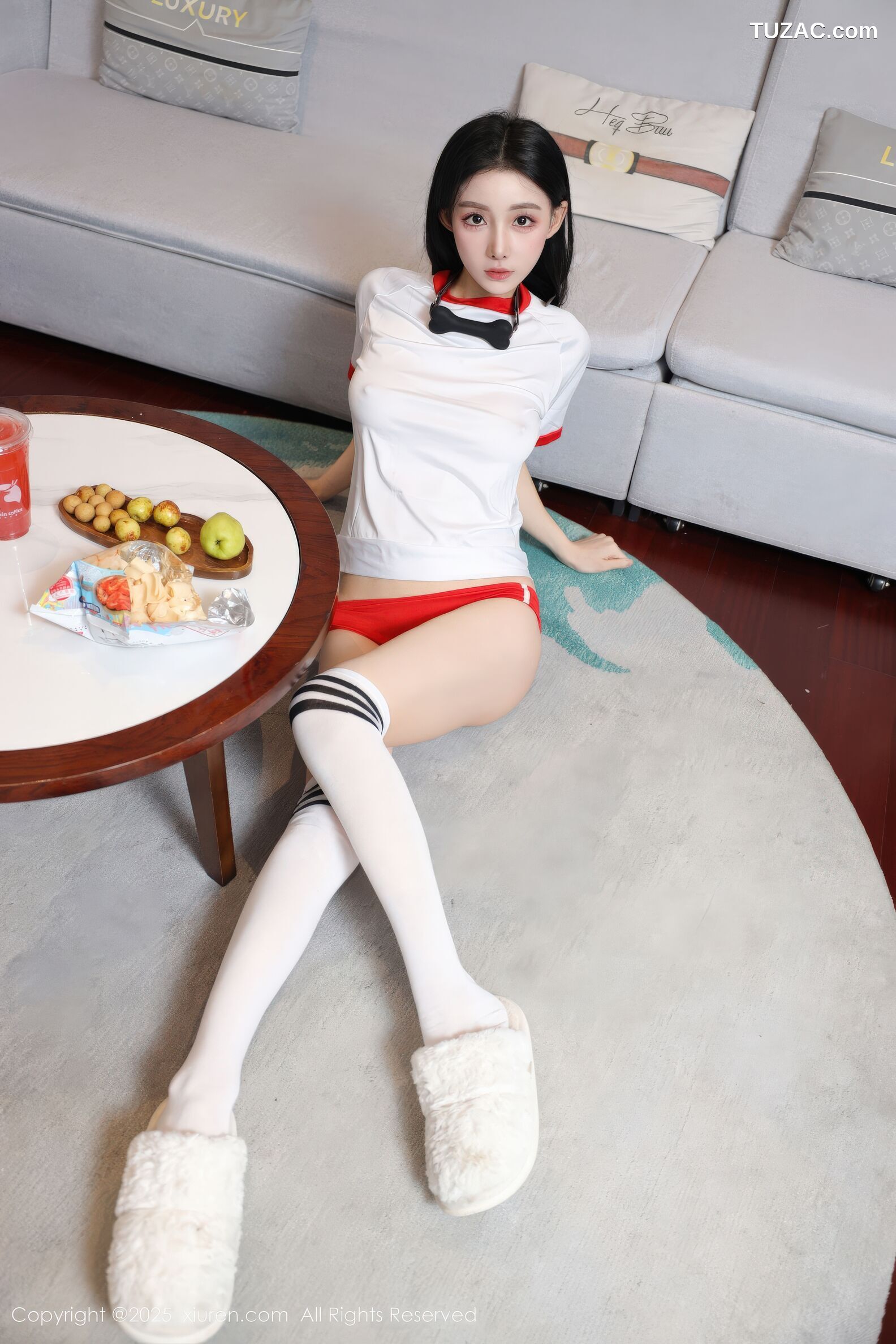 XiuRen秀人网-11110-许微微呀-白色运动T恤白袜红绳绑缚-2025.12.16