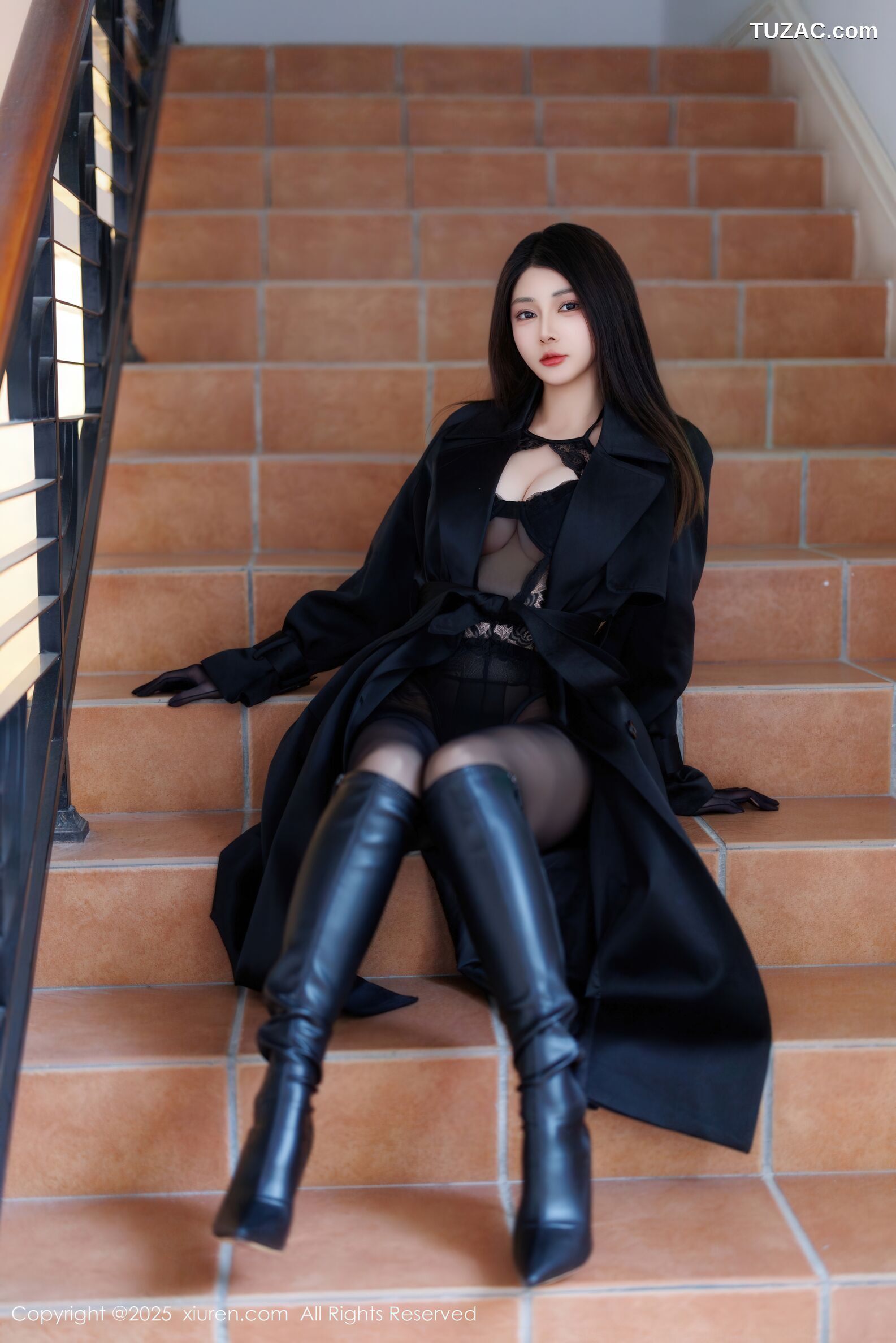 XiuRen秀人网-11114-凯竹-黑色皮大衣黑色情趣内衣-粉色内衣-2025.12.16