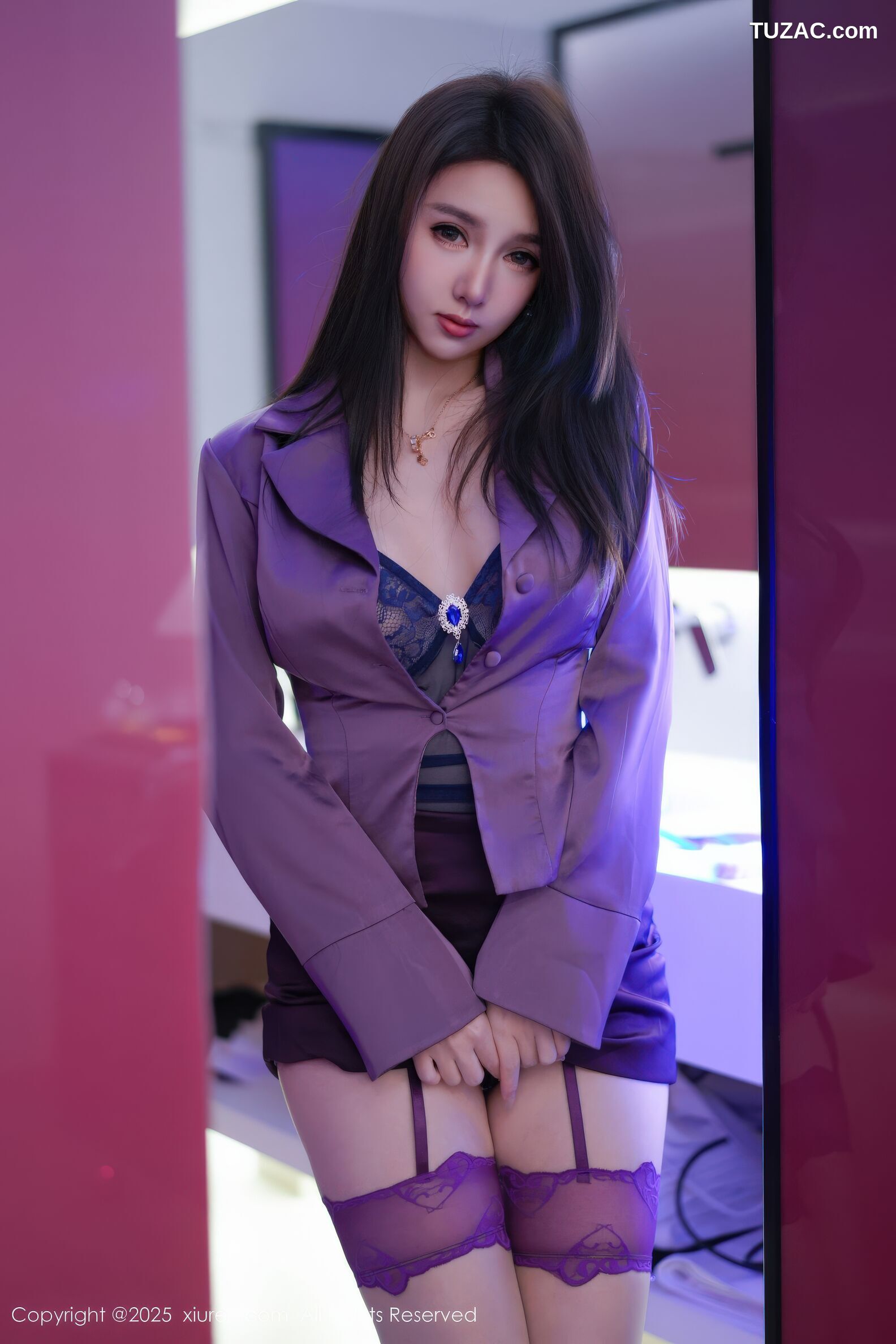 XiuRen秀人网-11120-Twins天天-OL紫色衬衫短裙紫色内衣-2025.12.17