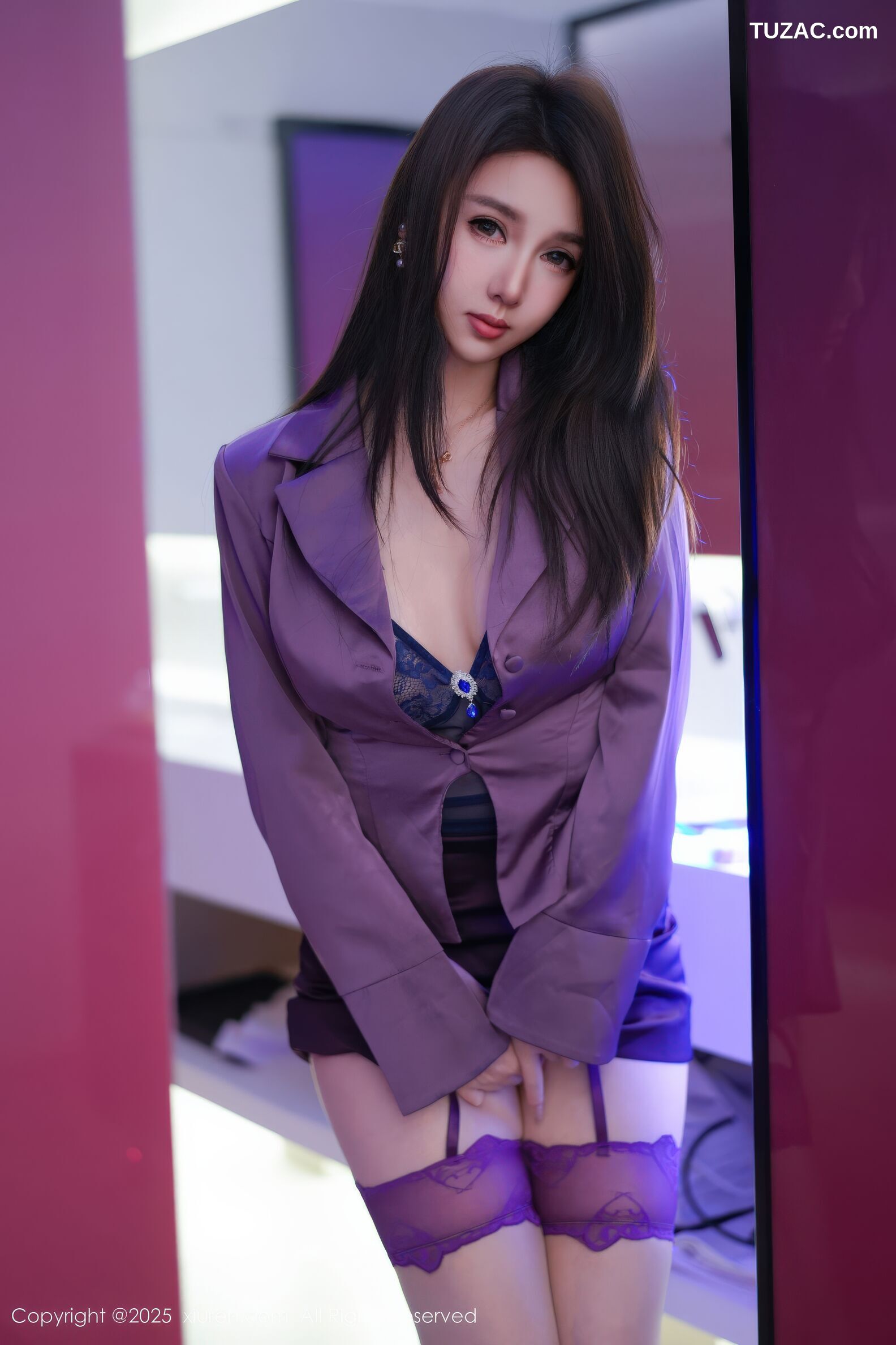 XiuRen秀人网-11120-Twins天天-OL紫色衬衫短裙紫色内衣-2025.12.17