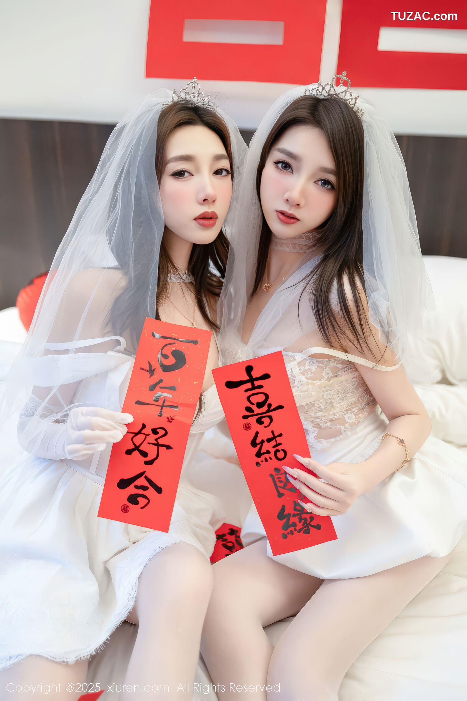 XiuRen秀人网-11184-Twins天夭桃桃-姐妹花白色蕾丝婚纱-2025.12.31