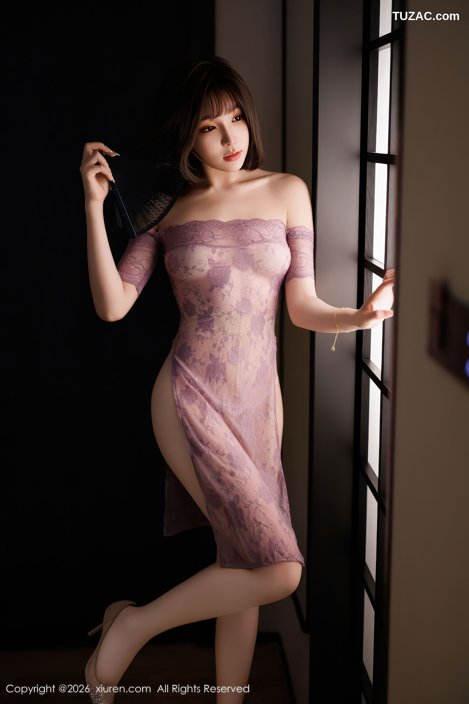 XiuRen秀人网-11199-莉芝荔枝-紫色情趣纱裙肉色丝袜-2026.01.06