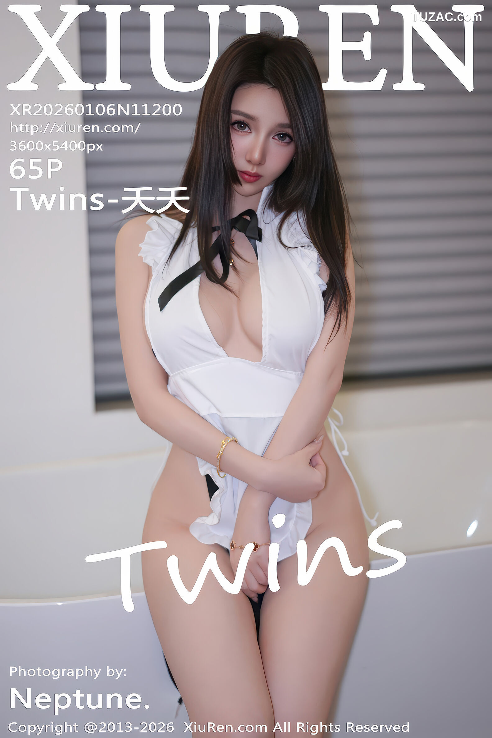XiuRen秀人网-11200-Twins天天-白围裙女仆黑色情趣内衣灰丝-2026.01.06