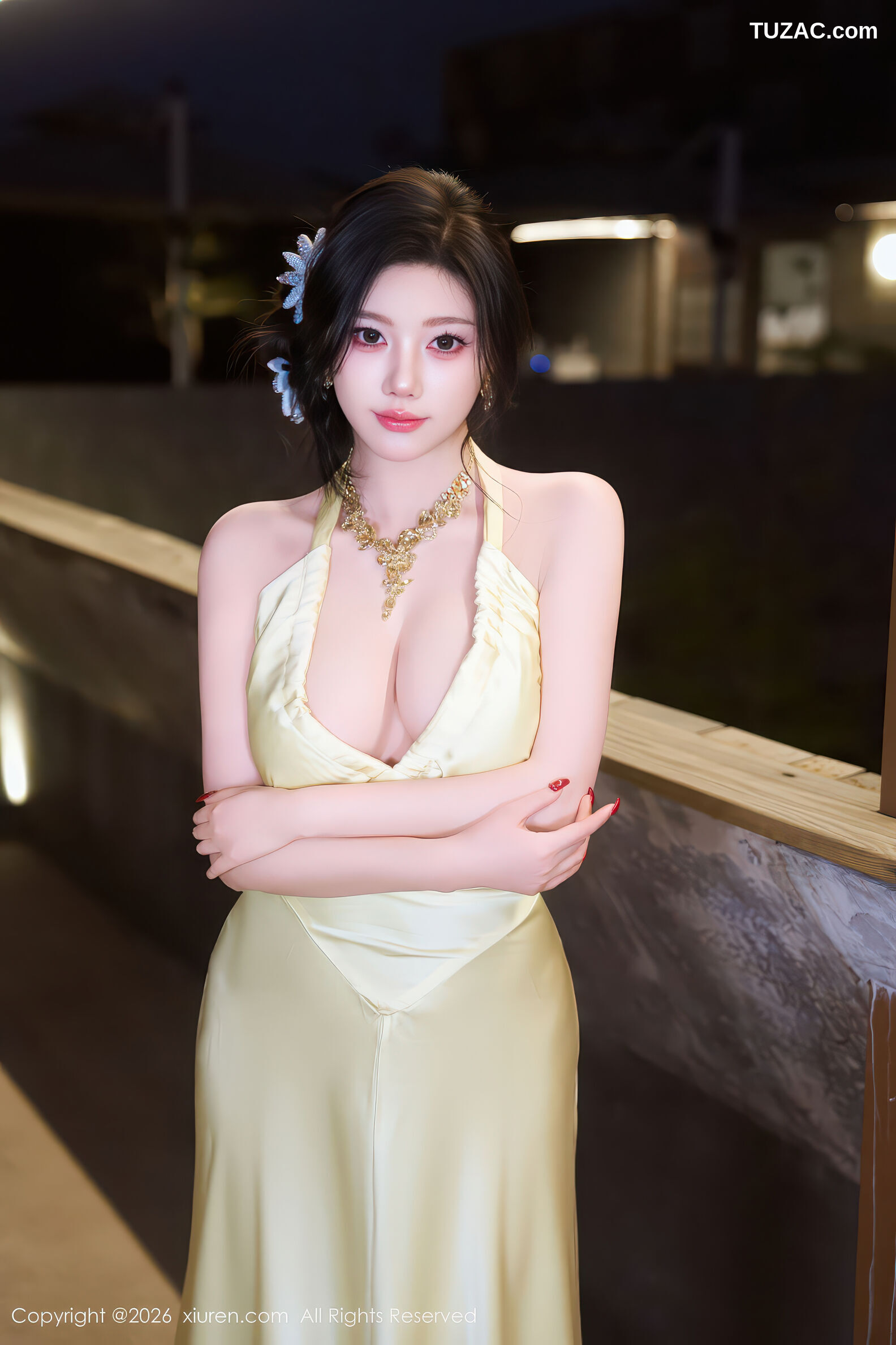XiuRen秀人网-11206-杨晨晨-黄色礼裙白蕾丝情趣内衣头纱-2026.01.07