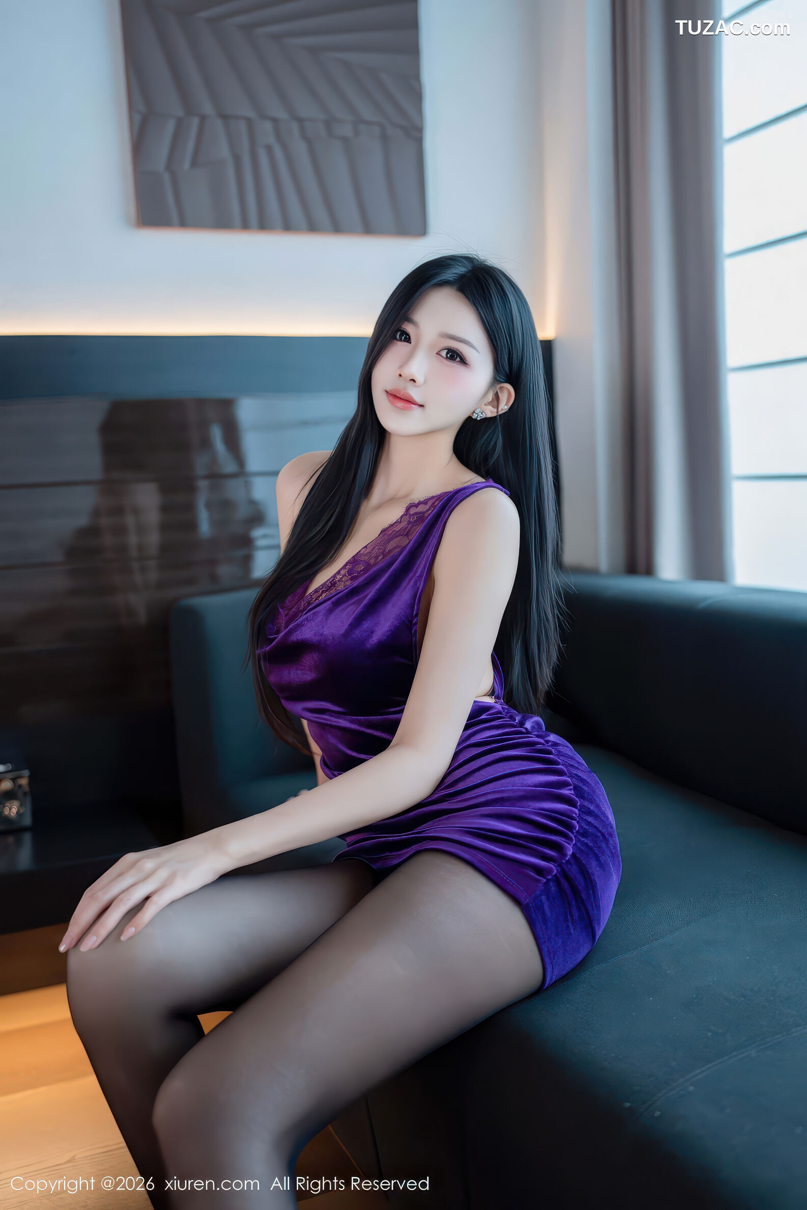 XiuRen秀人网-11212-shelly诗莉-紫色露背连衣短裙黑丝-2026.01.09