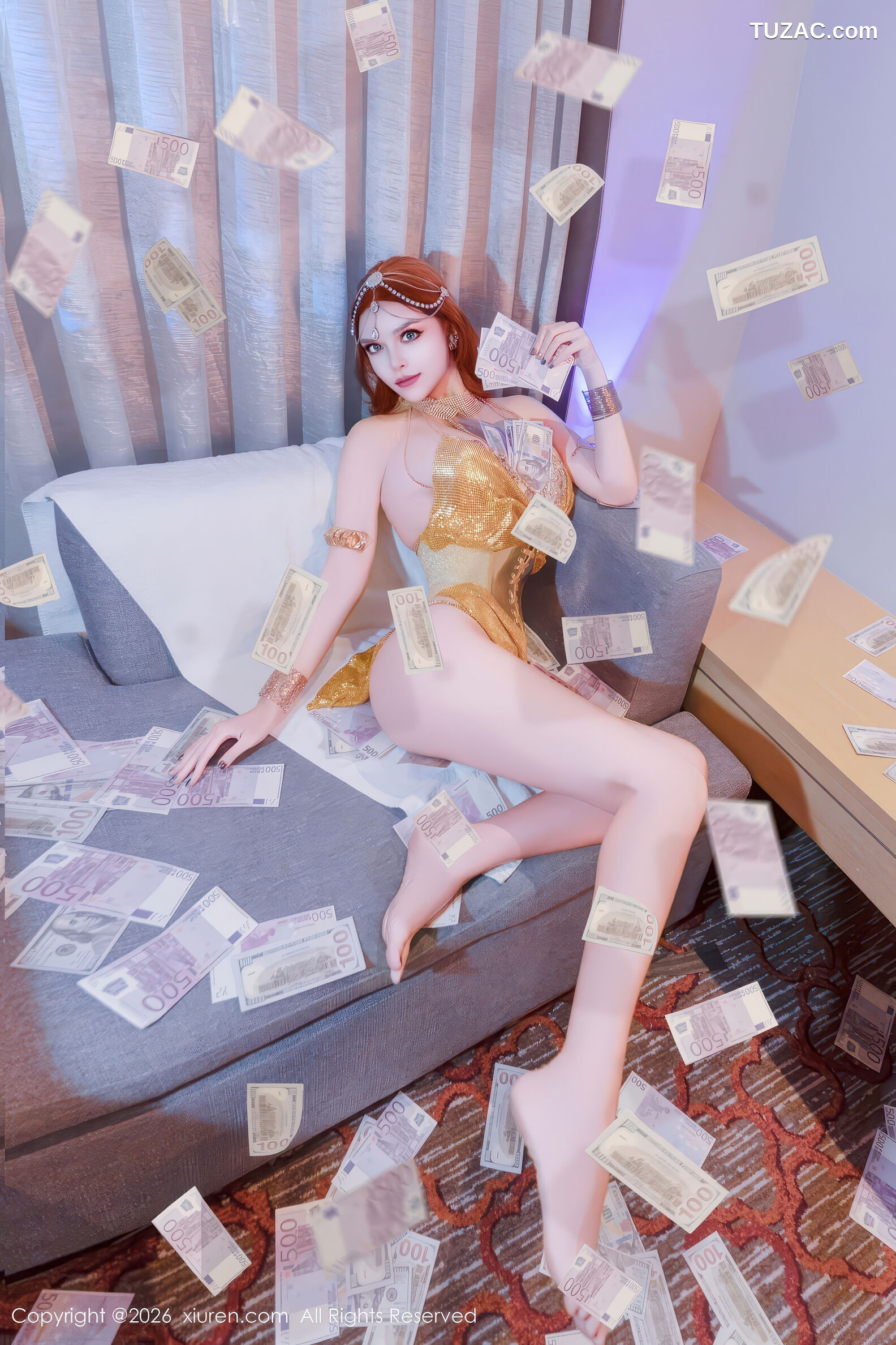 XiuRen秀人网-11224-伊丽莎有点白-珍珠情趣内衣金色吊带衣-2026.01.13