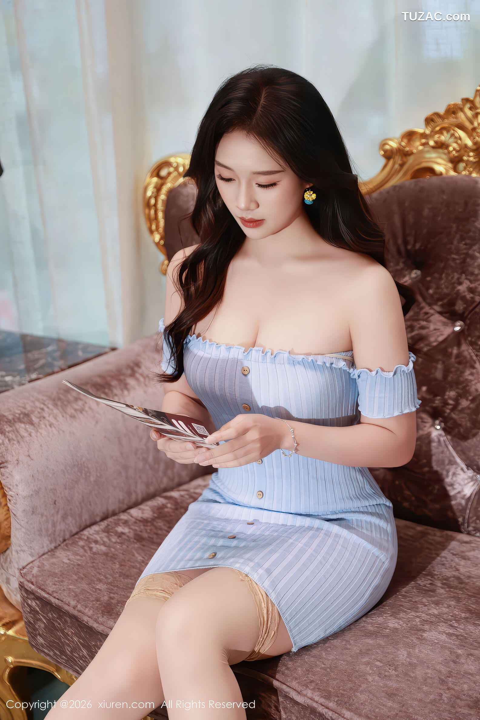 XiuRen秀人网-11238-南乔-蓝色连衣短裙肉丝-2026.01.16