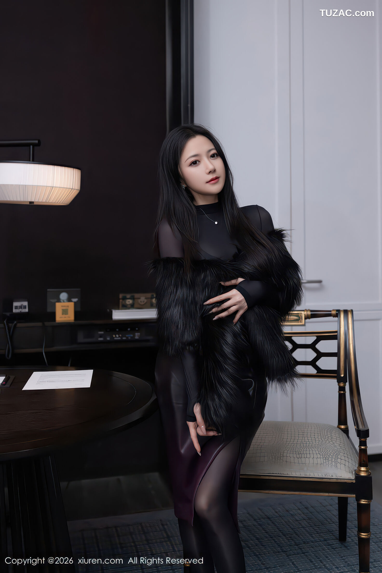 XiuRen秀人网-11245-鱼子酱Fish-黑色内衣连体丝袜-2026.01.16
