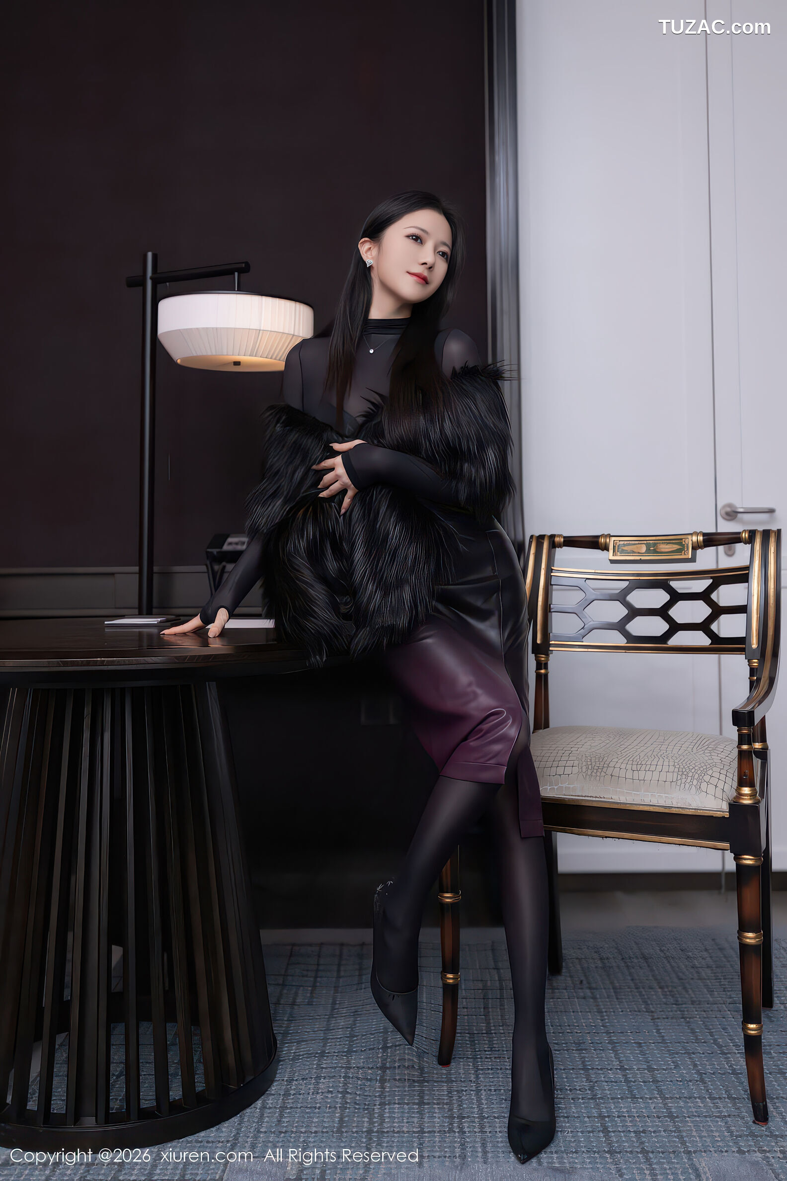XiuRen秀人网-11245-鱼子酱Fish-黑色内衣连体丝袜-2026.01.16