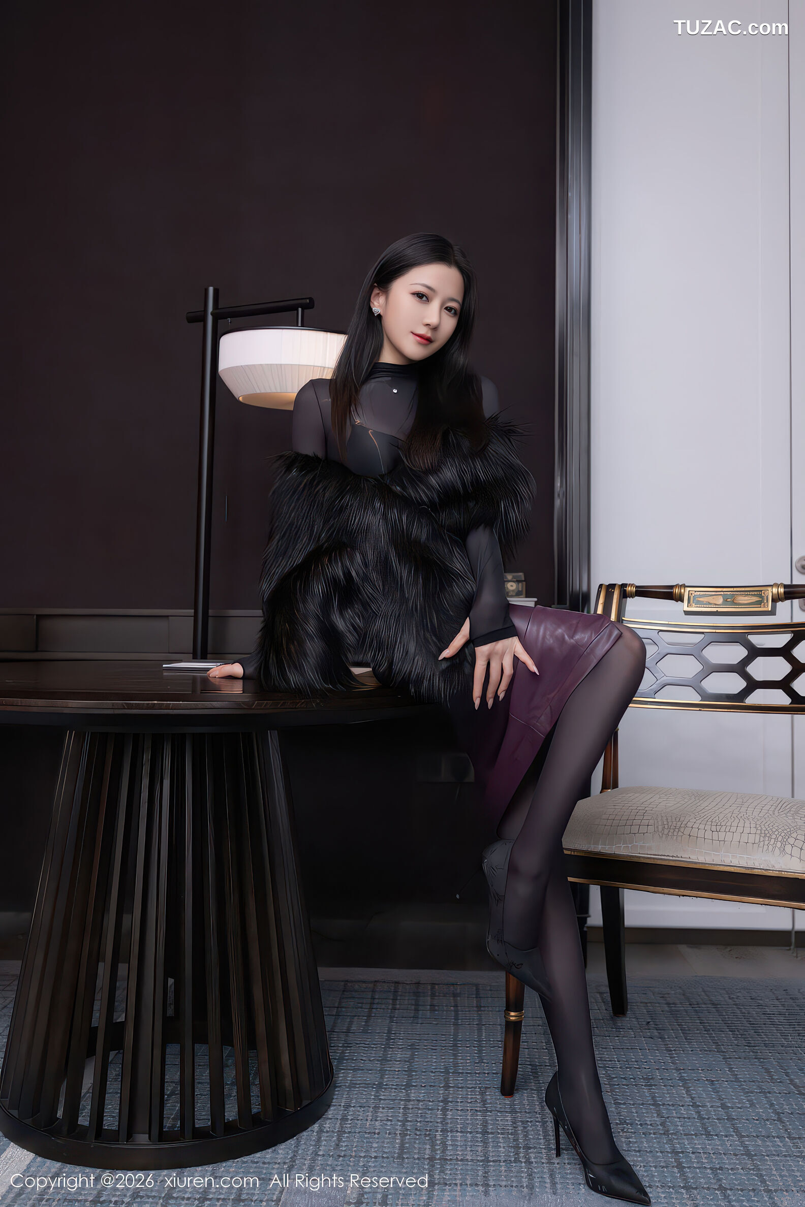 XiuRen秀人网-11245-鱼子酱Fish-黑色内衣连体丝袜-2026.01.16