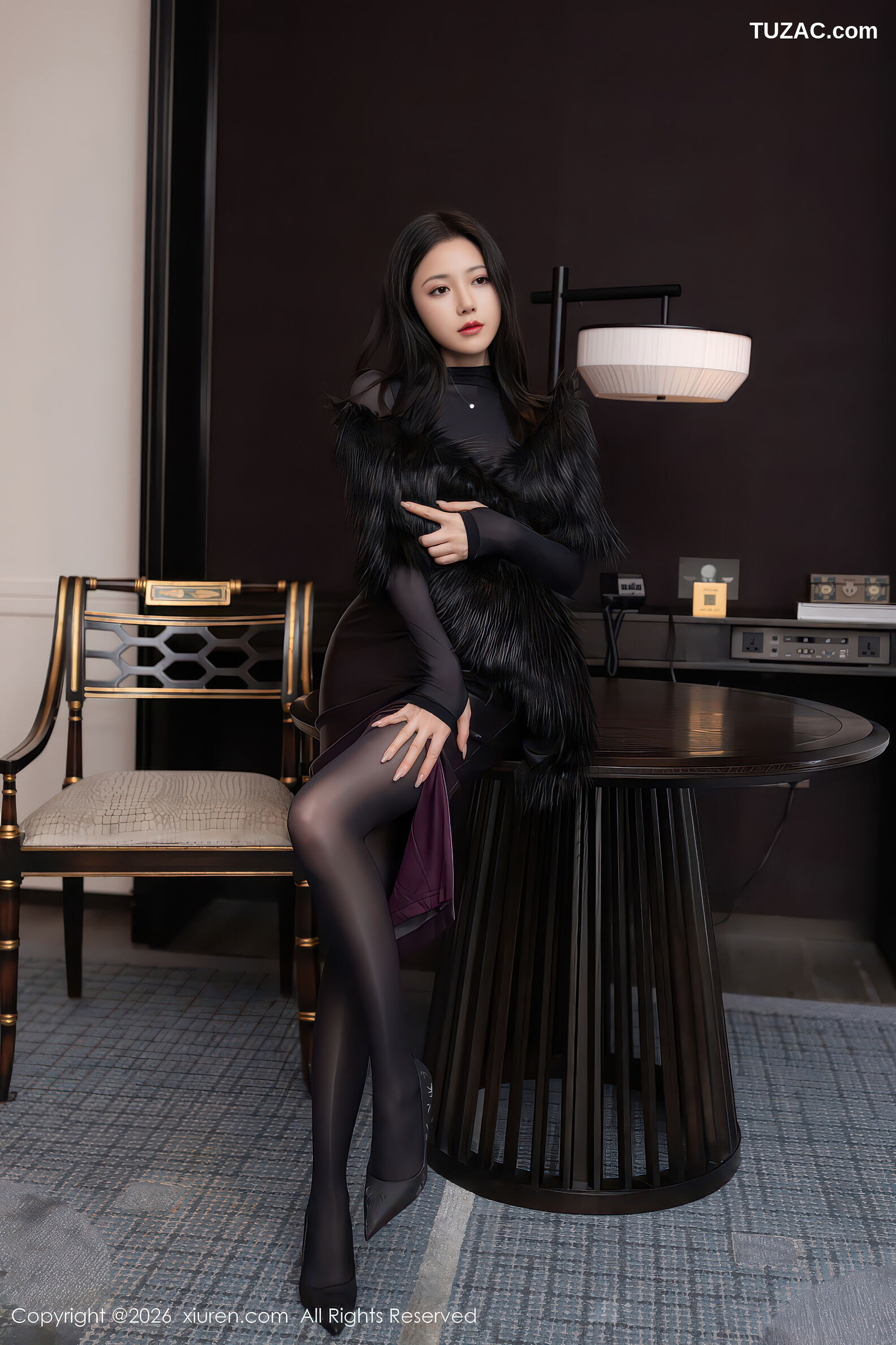 XiuRen秀人网-11245-鱼子酱Fish-黑色内衣连体丝袜-2026.01.16